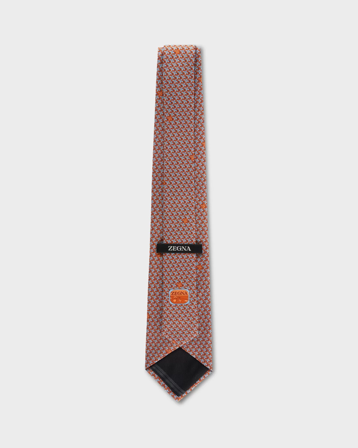 Zegna Orange And Blue Plane Pattern Silk Tie^ Ties