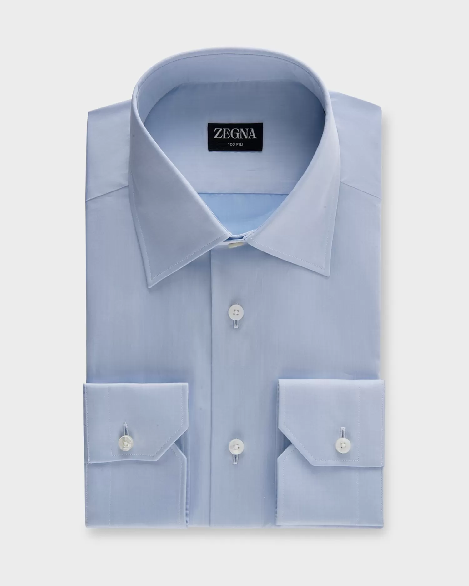 Zegna Pale Blue Microstructure 100 Fili Cotton Shirt^ Business Shirts