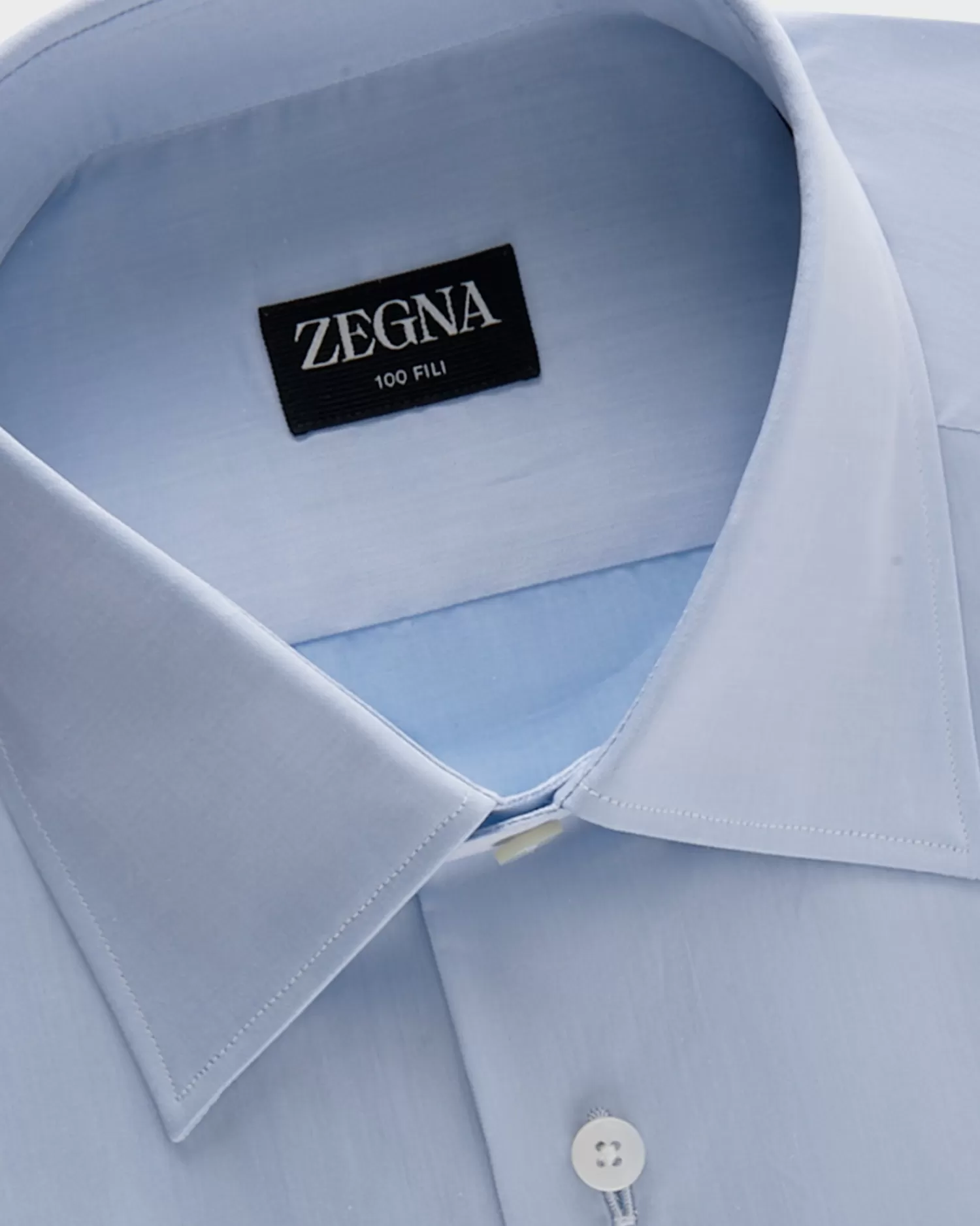 Zegna Pale Blue Microstructure 100 Fili Cotton Shirt^ Business Shirts