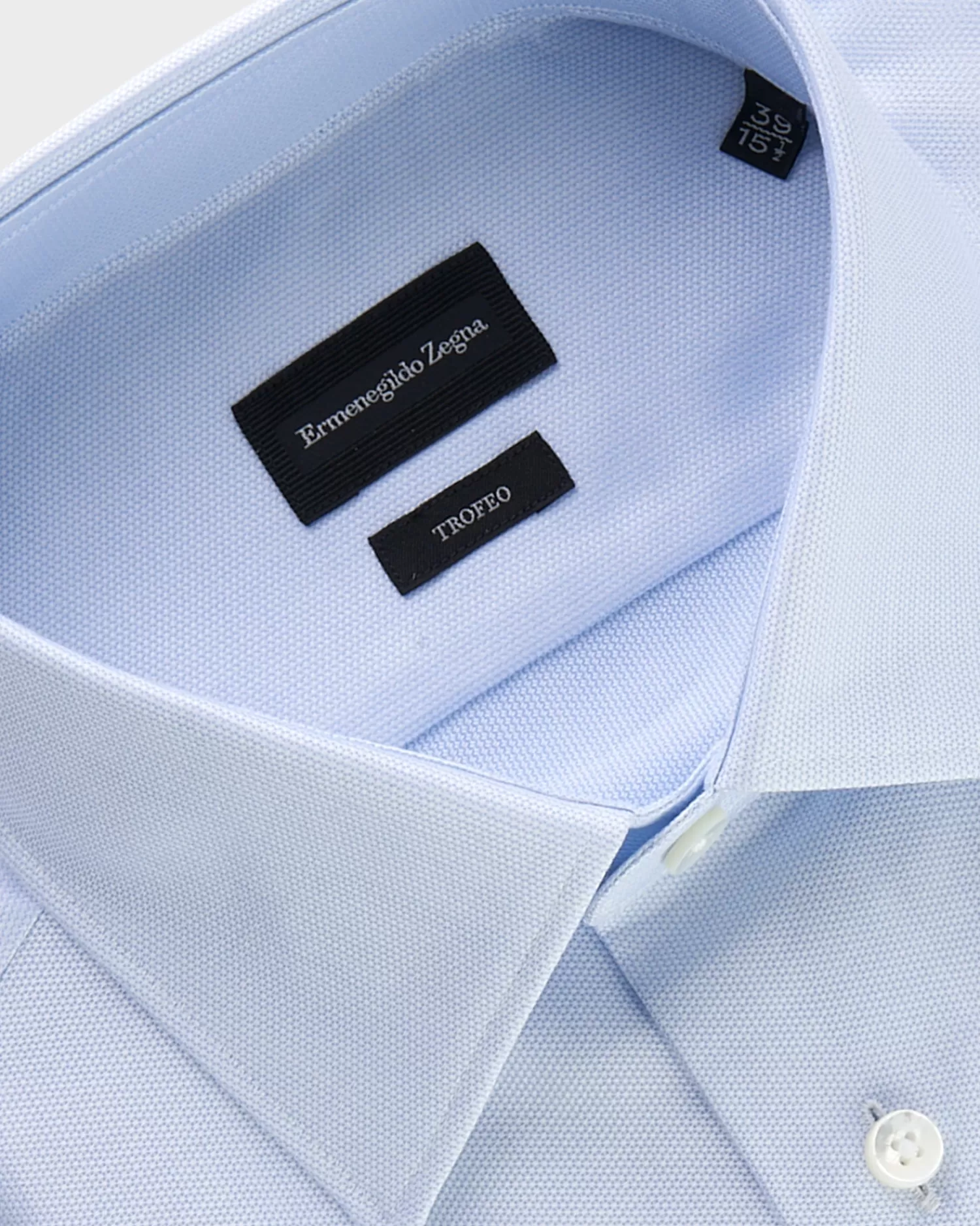 Ermenegildo Zegna Pale Blue Microtexture Milano Cotton Shirt^ Business Shirts