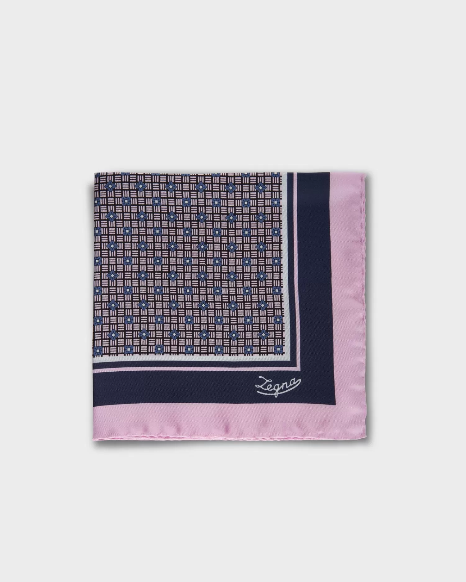 Ermenegildo Zegna Pink And Blue Floral Pocket Square^ Pocket Squares