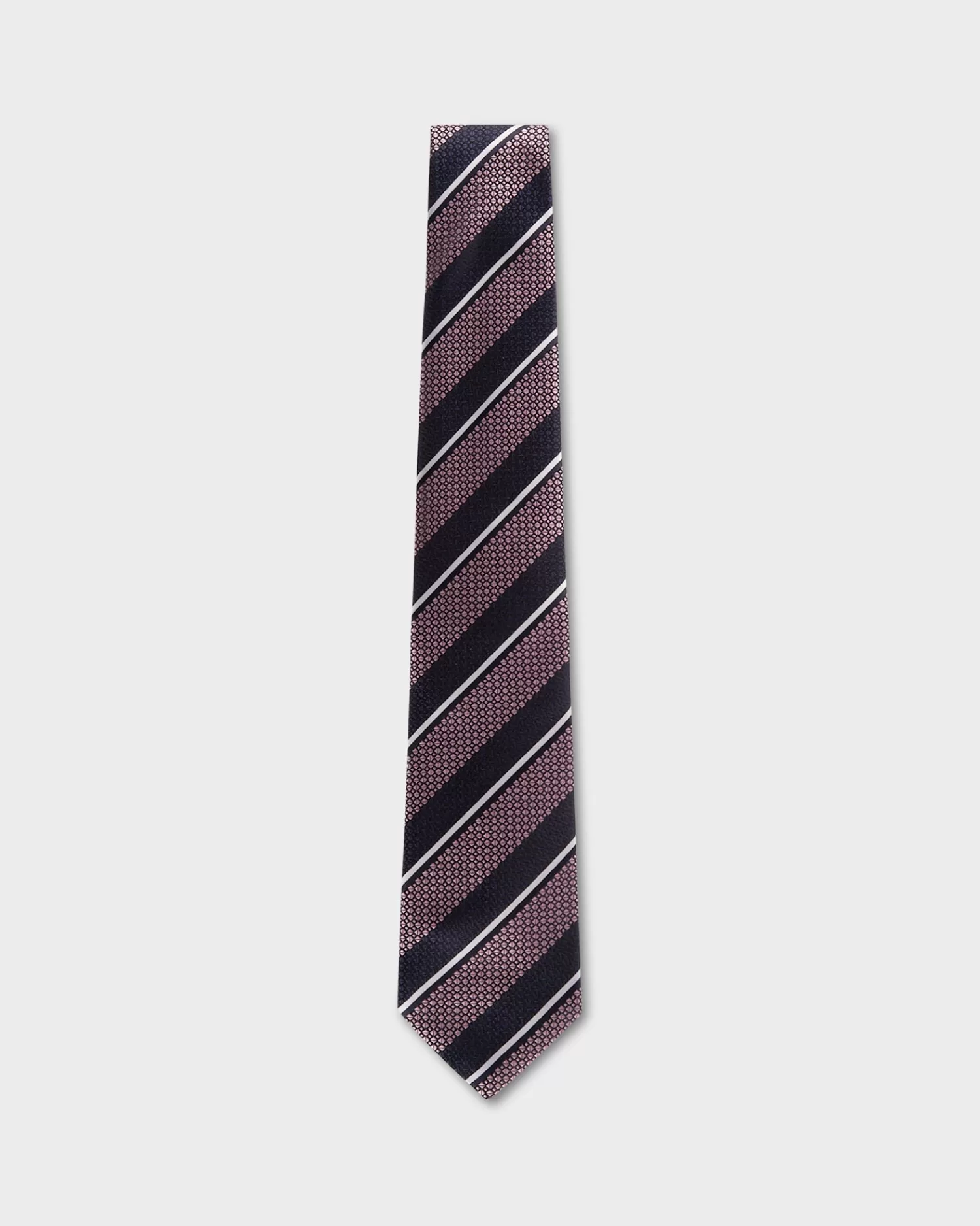 Zegna Pink Dark Blue And White Diagonal Stripe Tie^ Ties