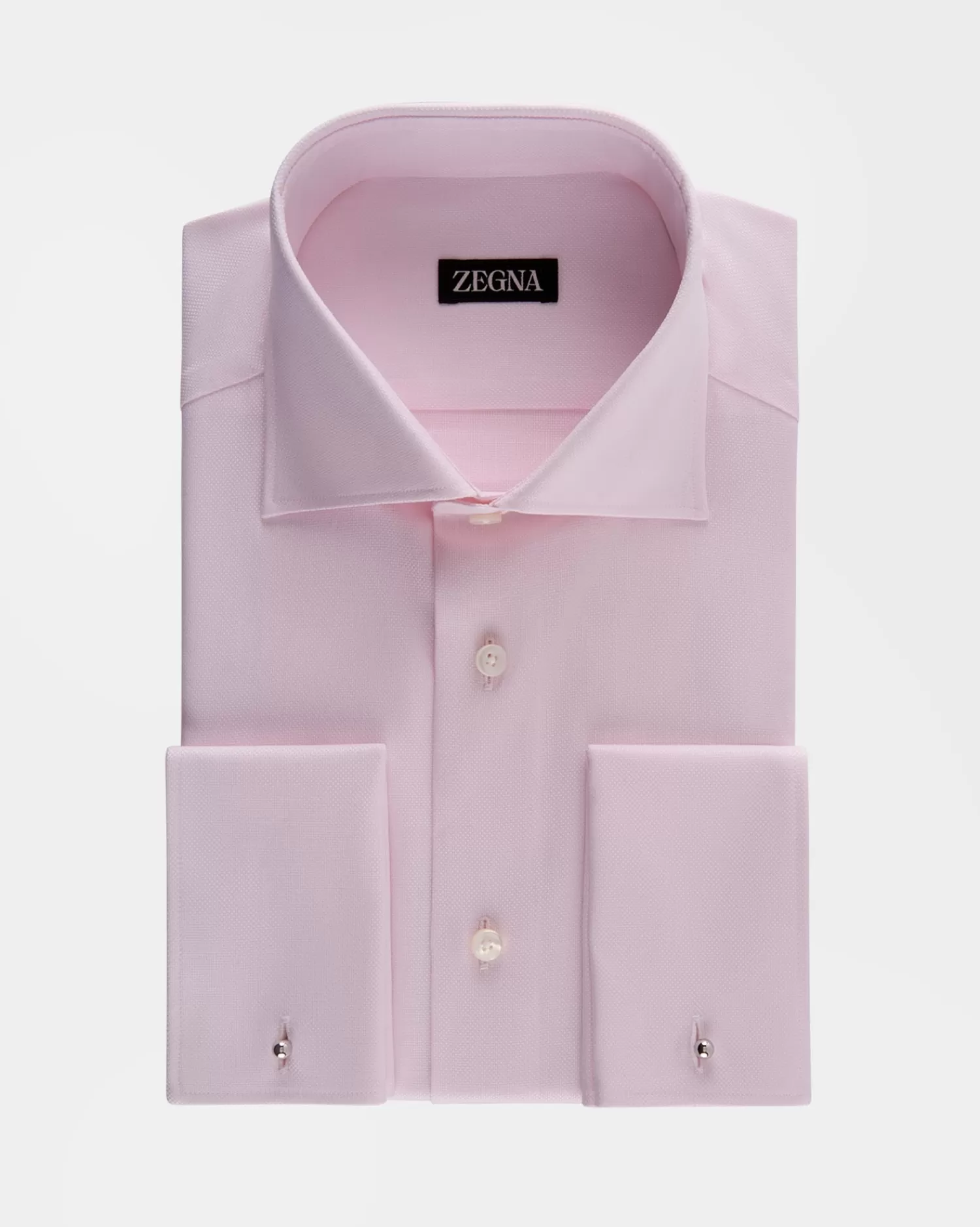 Zegna Pink Microtexture French Cuff Cotton Shirt^ Business Shirts