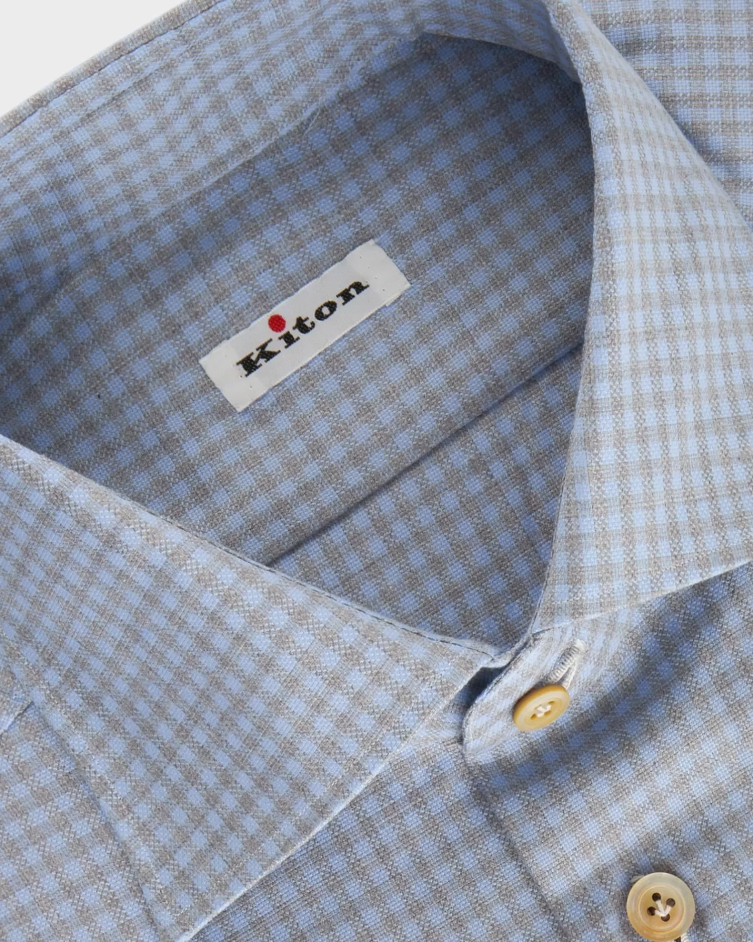 Kiton Powder Blue And Grey Check Shirt^ Casual Shirts