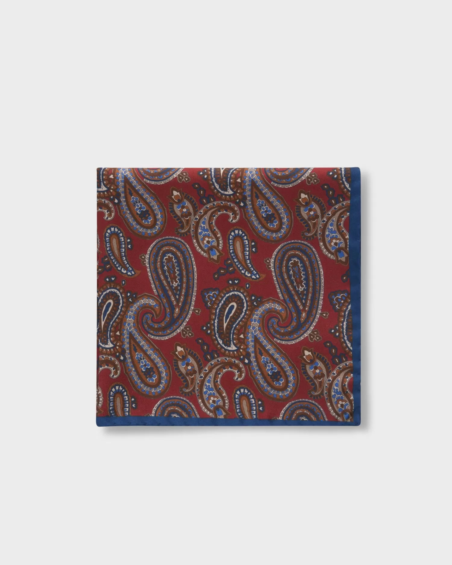 Altea Red And Blue Silk Paisley Pocket Square^ Pocket Squares