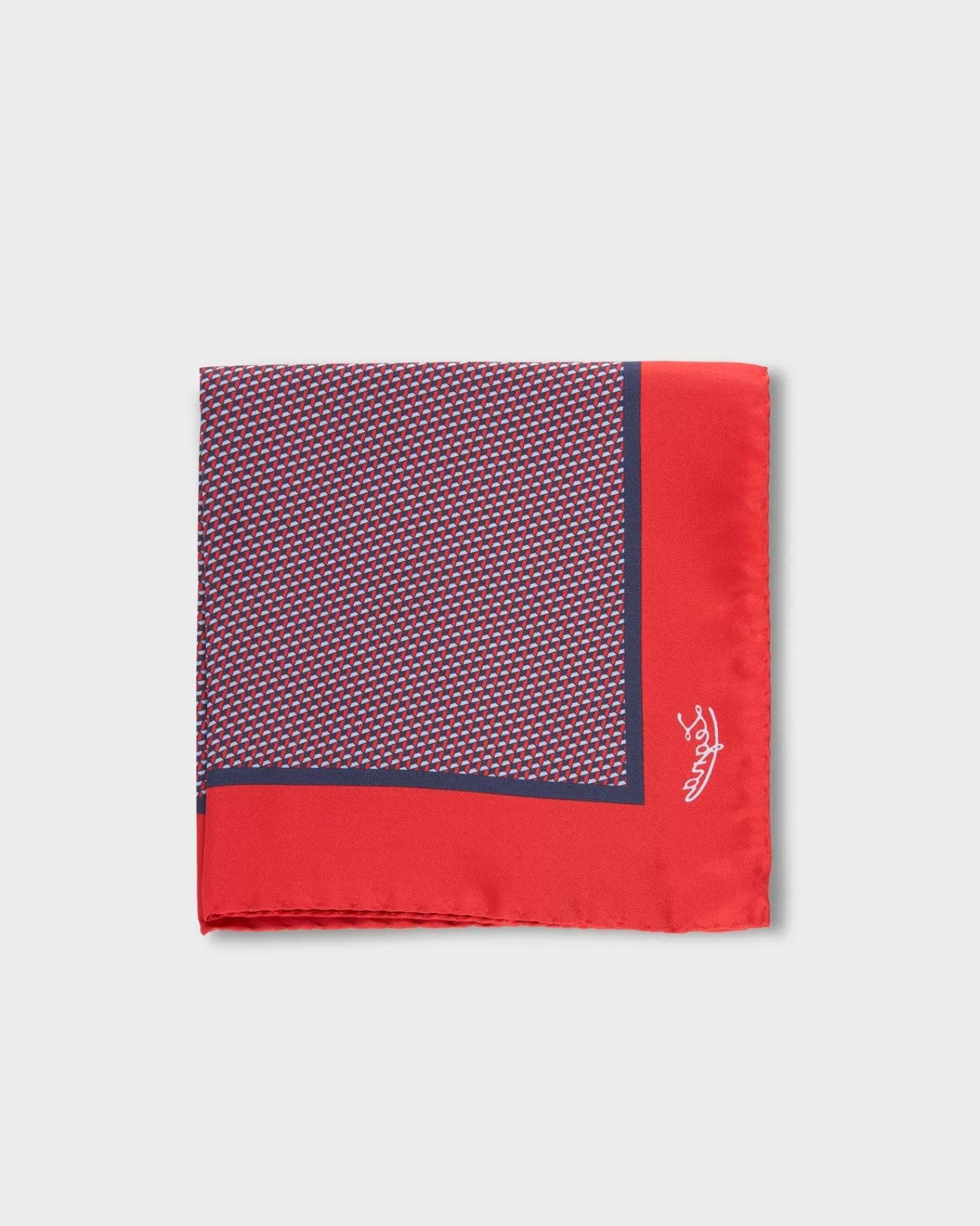 Ermenegildo Zegna Red And Blue Silk Pocket Square^ Pocket Squares