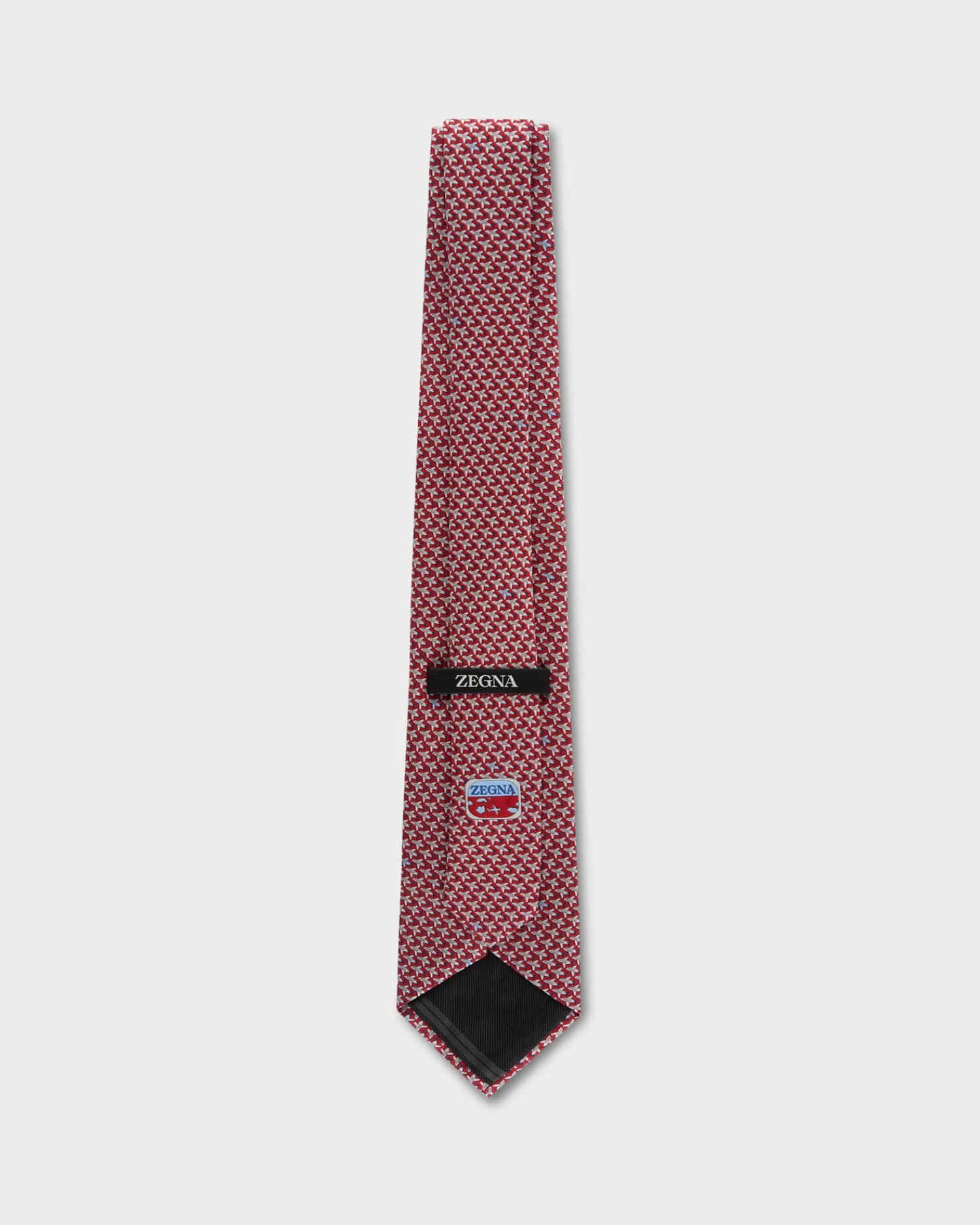 Zegna Red And White Plane Pattern Silk Tie^ Ties