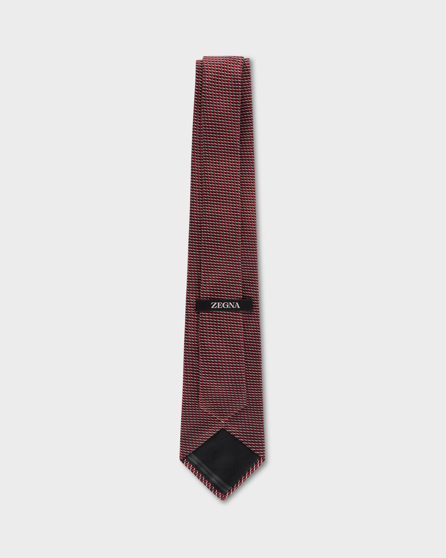 Zegna Red Black And White Mini Triangular Pattern Silk Tie^ Ties