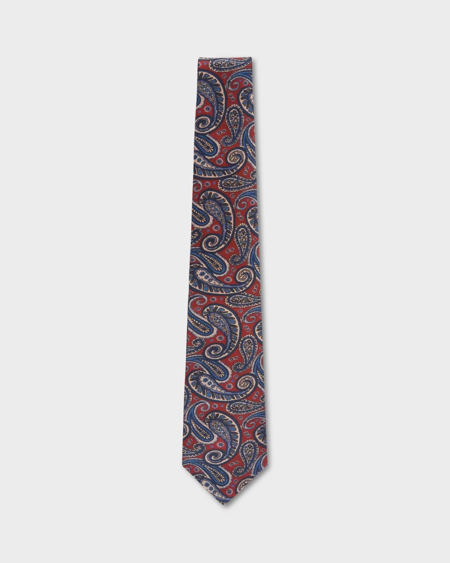 Kiton Red With Blue And Gold Paisley Tie^ Ties