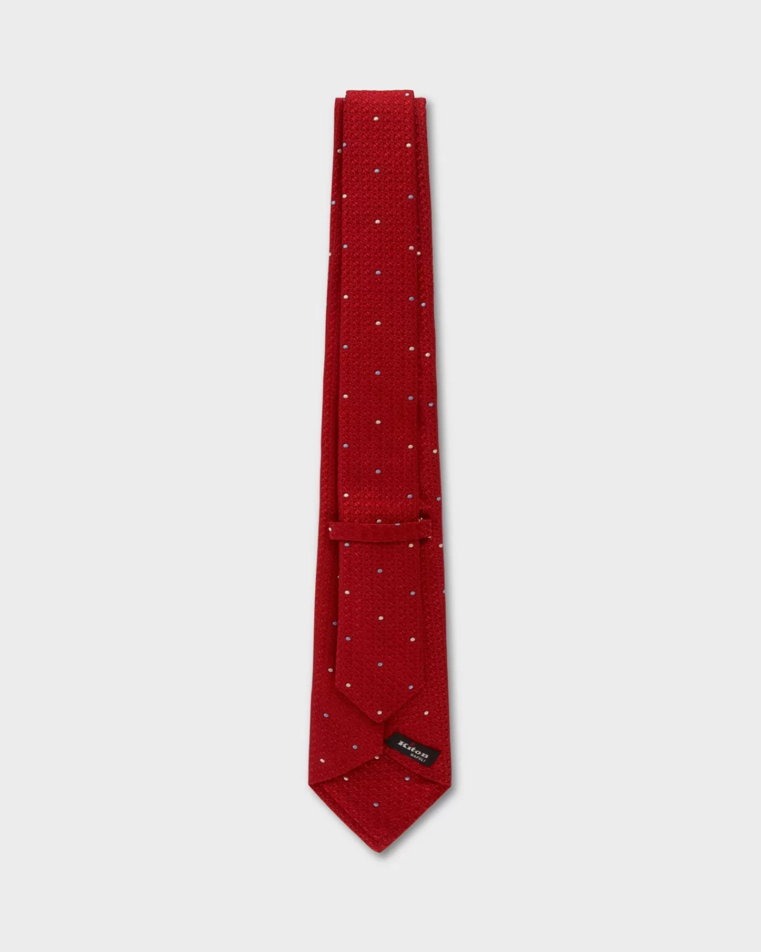 Kiton Red With Blue And Ivory Dots Silk Tie^ Ties