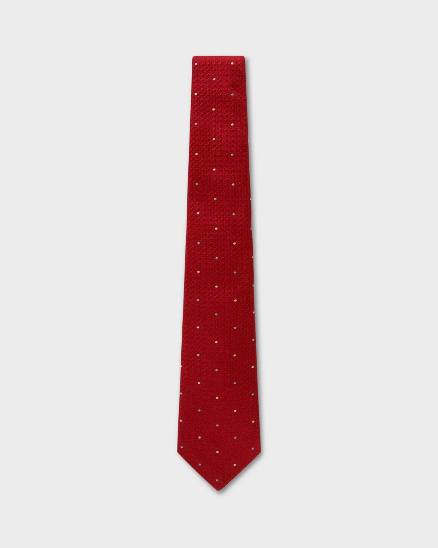 Kiton Red With Blue And Ivory Dots Silk Tie^ Ties