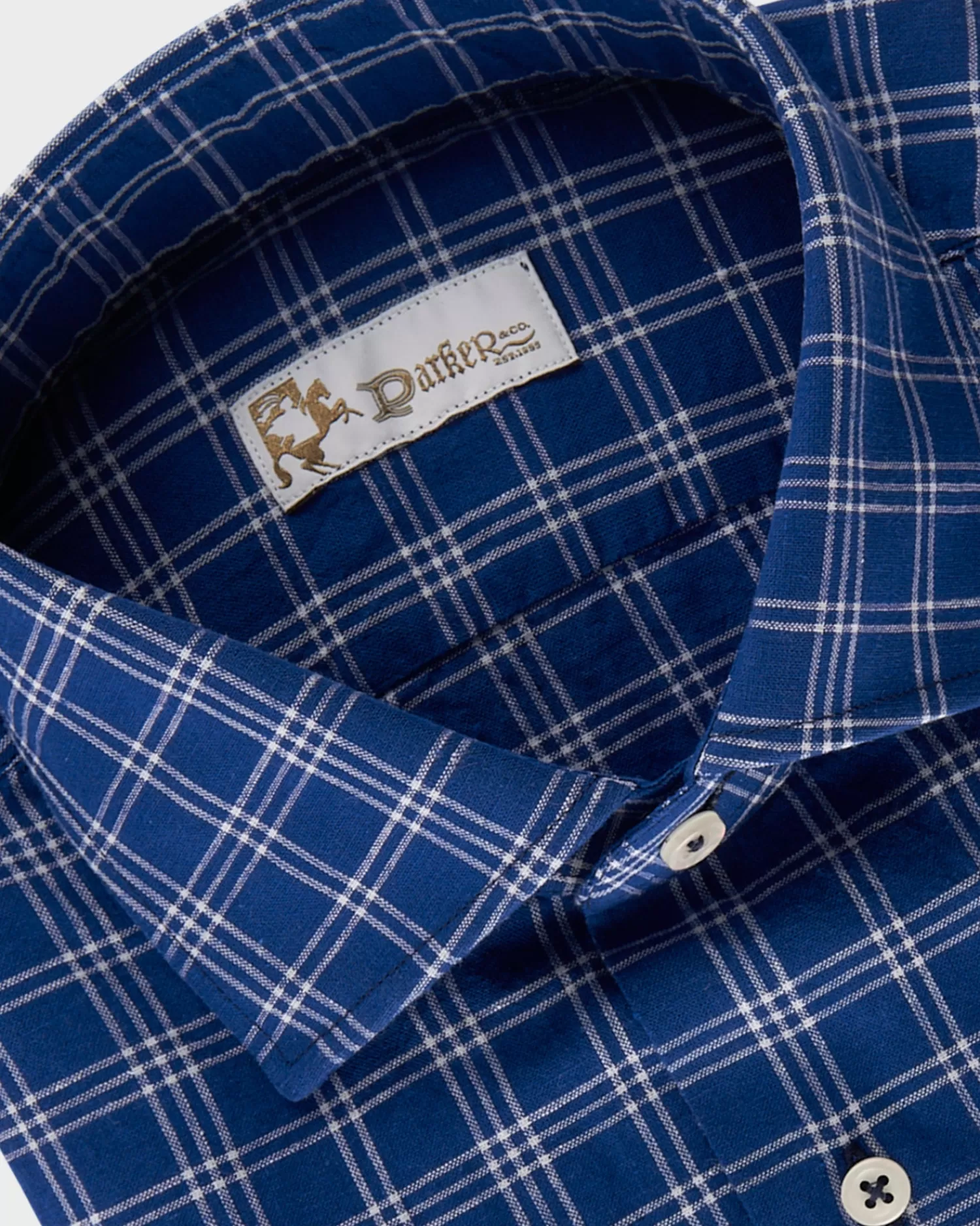 * Royal Blue Cross Check Linen Cotton Shirt^ Casual Shirts