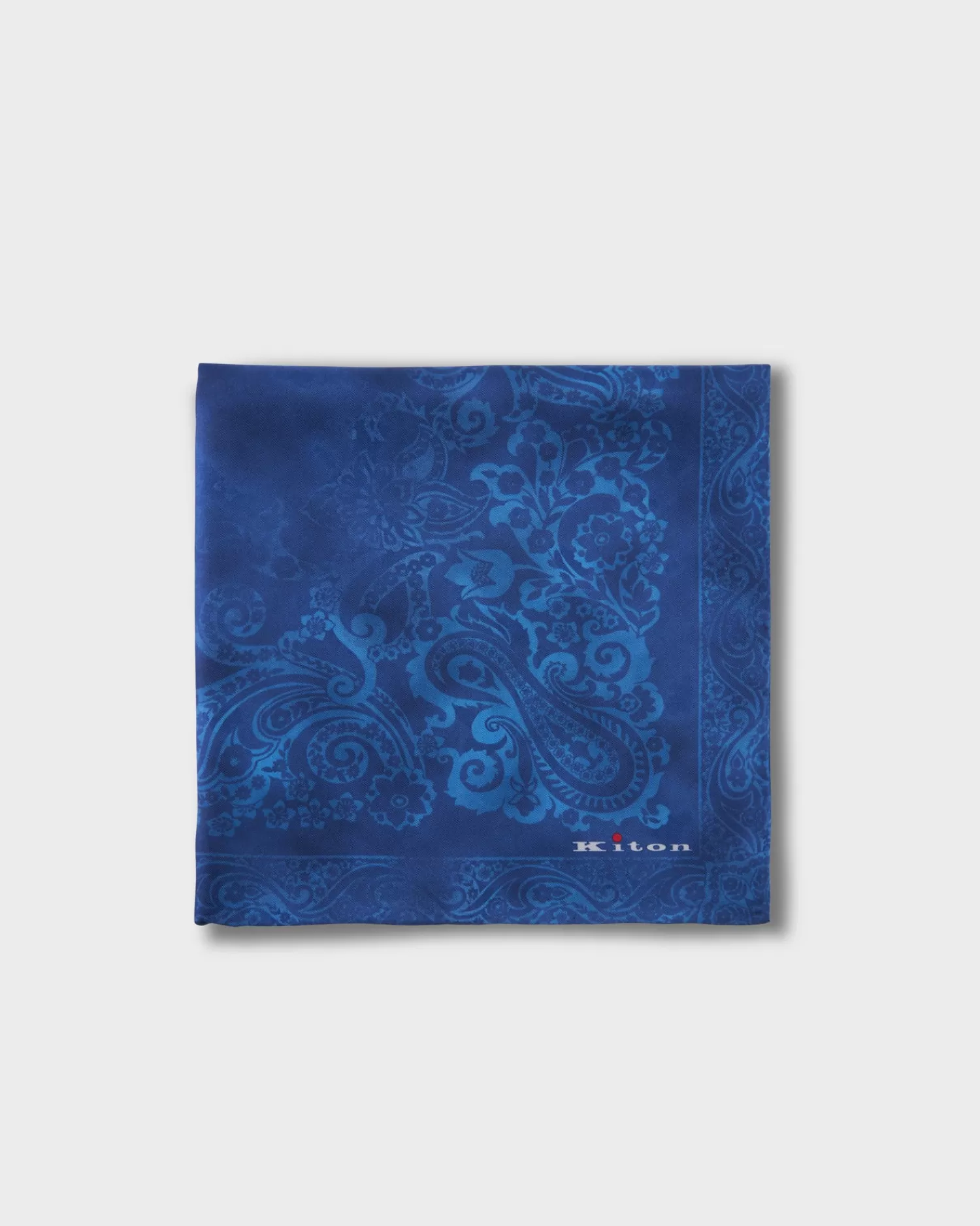 Kiton Royal Blue Paisley Silk Pocket Square^ Pocket Squares