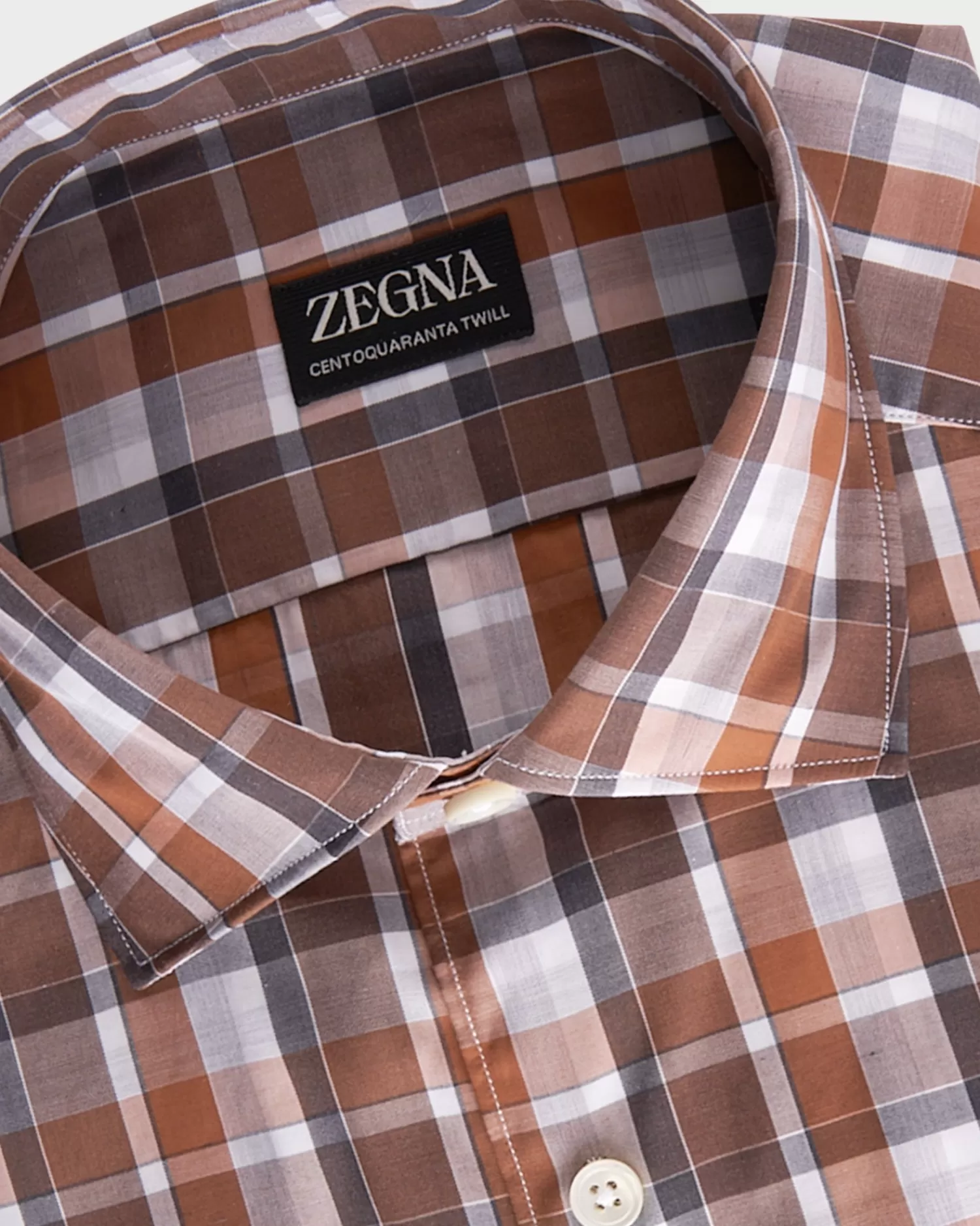 Zegna Rust Brown Centiquaranta Cotton Twill Shirt^ Casual Shirts