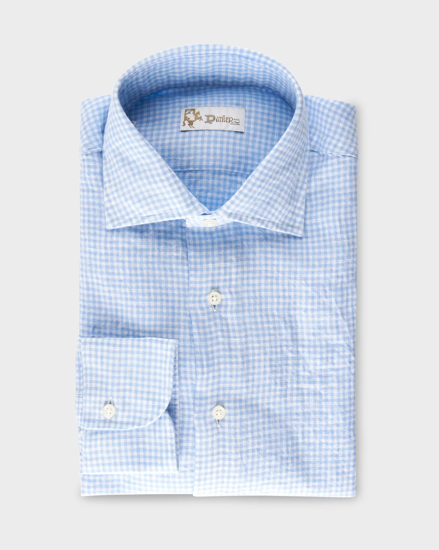 * Sky Blue Gingham Shirt^ Casual Shirts