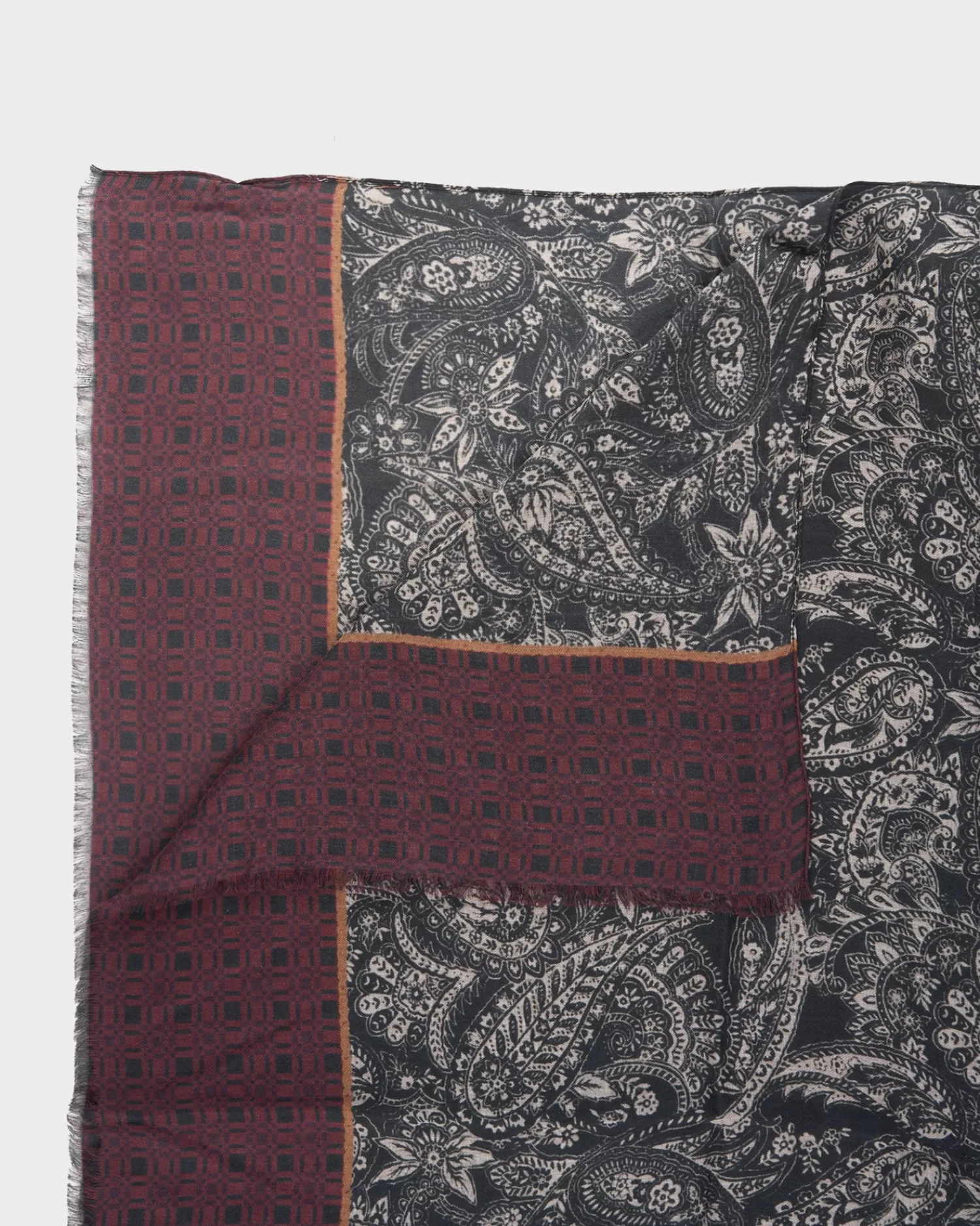 Altea Steel Blue And Burgundy Paisley Print Modal Scarf^ Scarves