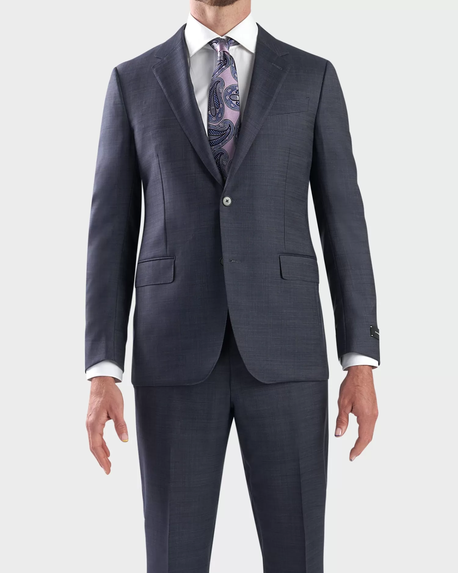 Ermenegildo Zegna Steel Blue Cross Hatched Milano Wool Suit^ Suiting