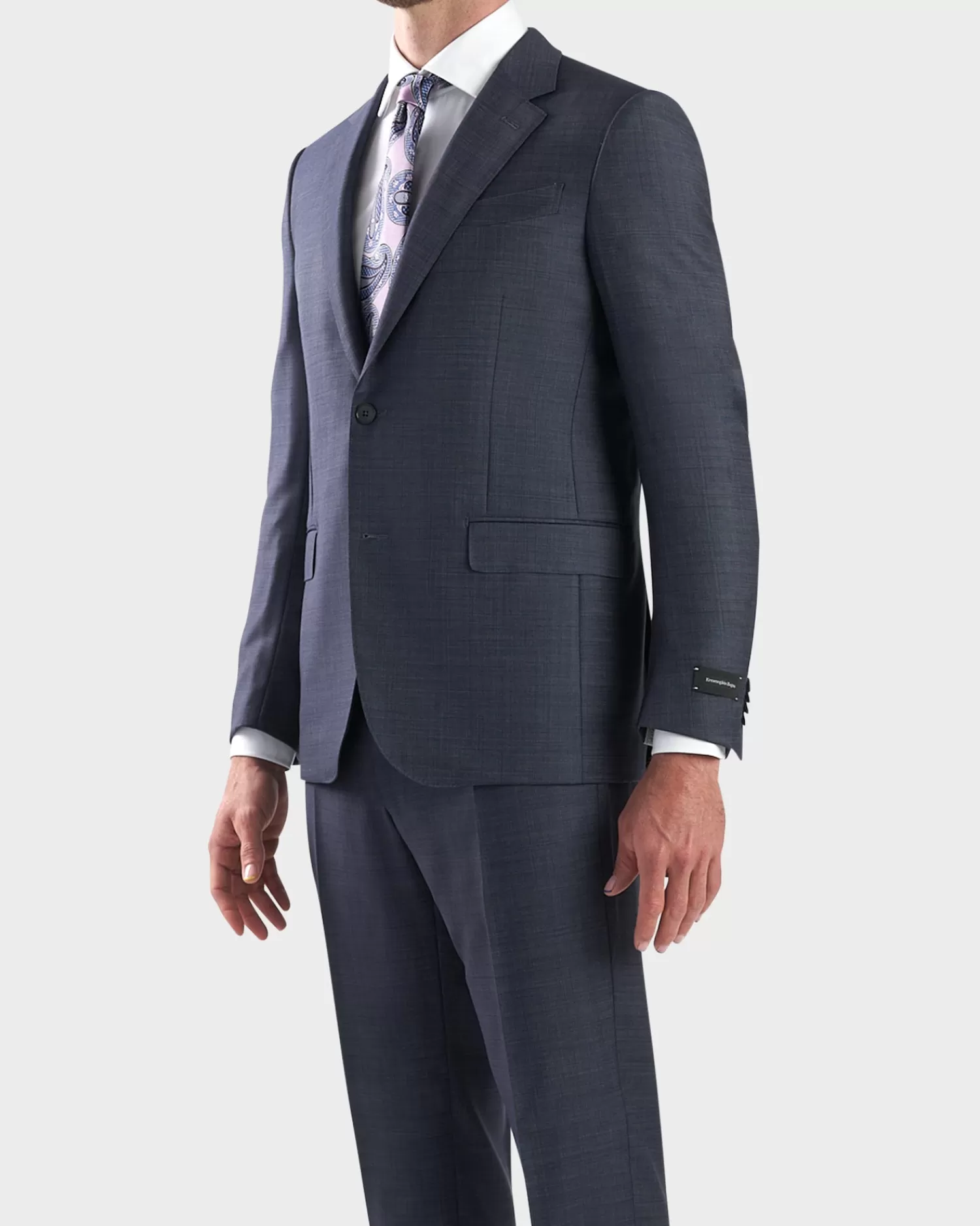 Ermenegildo Zegna Steel Blue Cross Hatched Milano Wool Suit^ Suiting