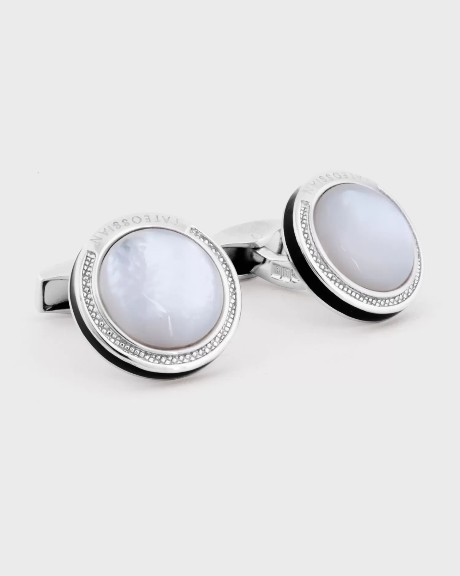 Tateossian Sterling Silver Round Mother Of Pearl Cufflinks^ Cufflinks