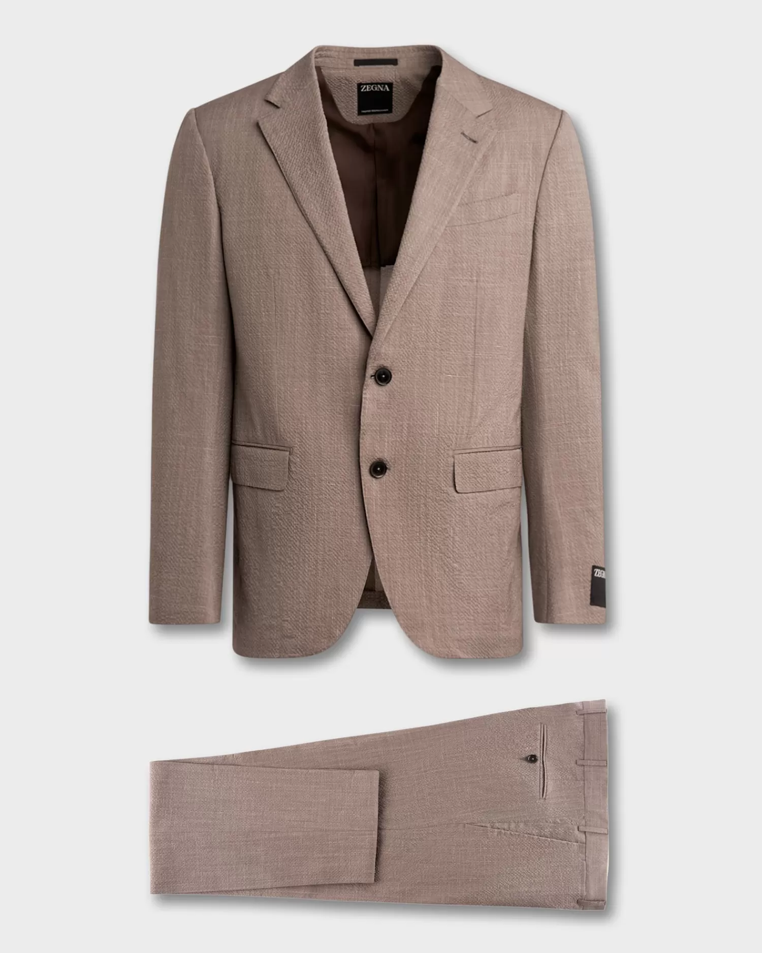 Zegna Stone Trofeo Seersucker Wool Silk Linen Suit^ Suiting