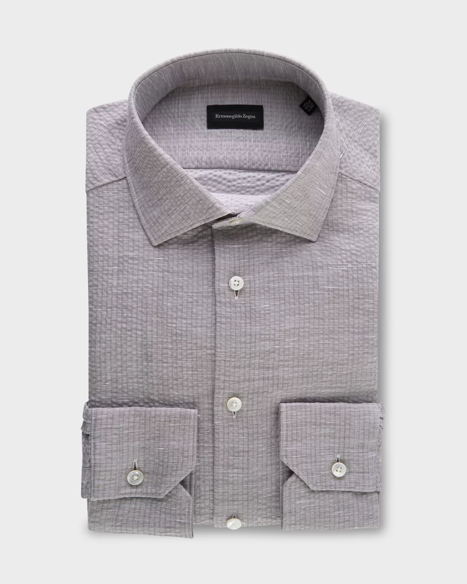 Ermenegildo Zegna Taupe Cotton Linen Seersucker Shirt^ Casual Shirts