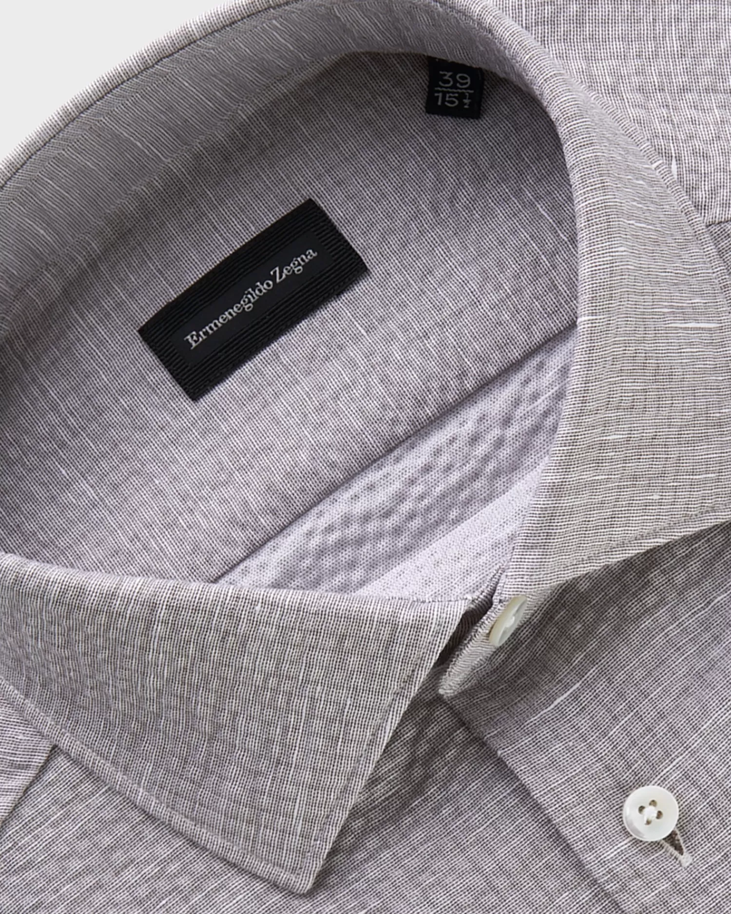 Ermenegildo Zegna Taupe Cotton Linen Seersucker Shirt^ Casual Shirts