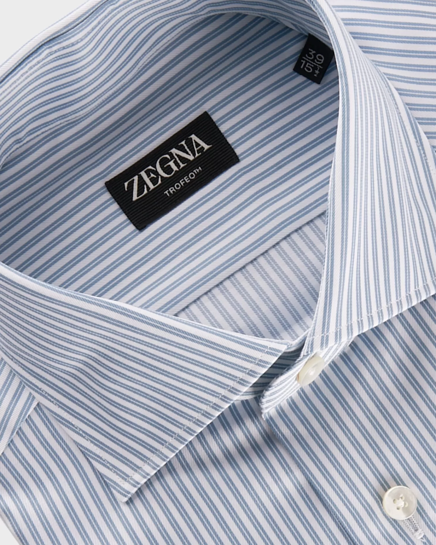 Zegna Teal And White Stripe Trofeo Cotton French Cuff Shirt^ Business Shirts