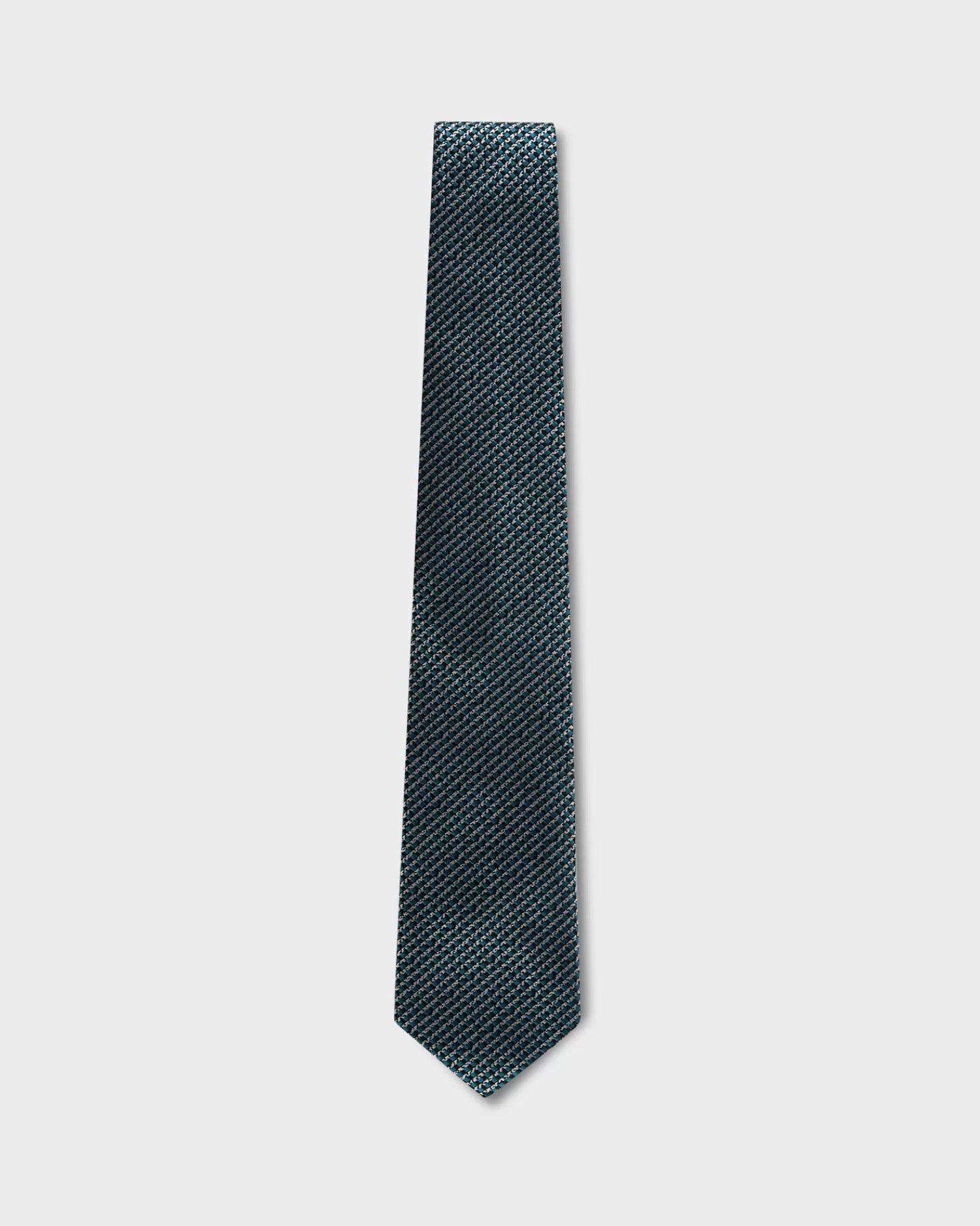 Zegna Teal Black And White Diagonal Pattern Tie^ Ties