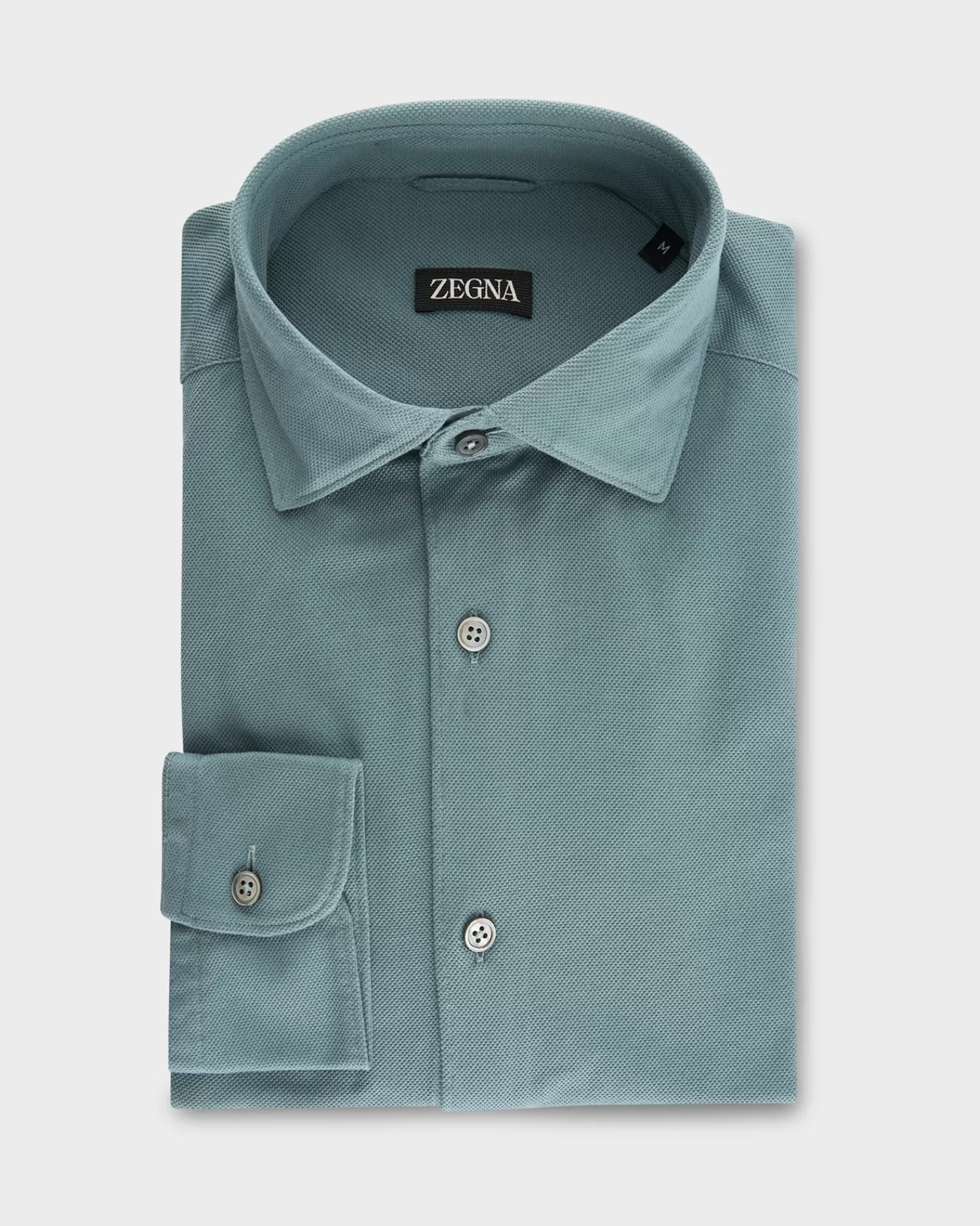 Zegna Teal Cotton Pique Shirt^ Casual Shirts