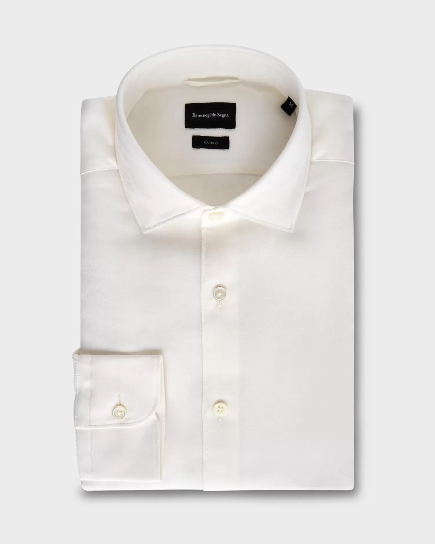 Ermenegildo Zegna White Cashco Twill Shirt^ Casual Shirts