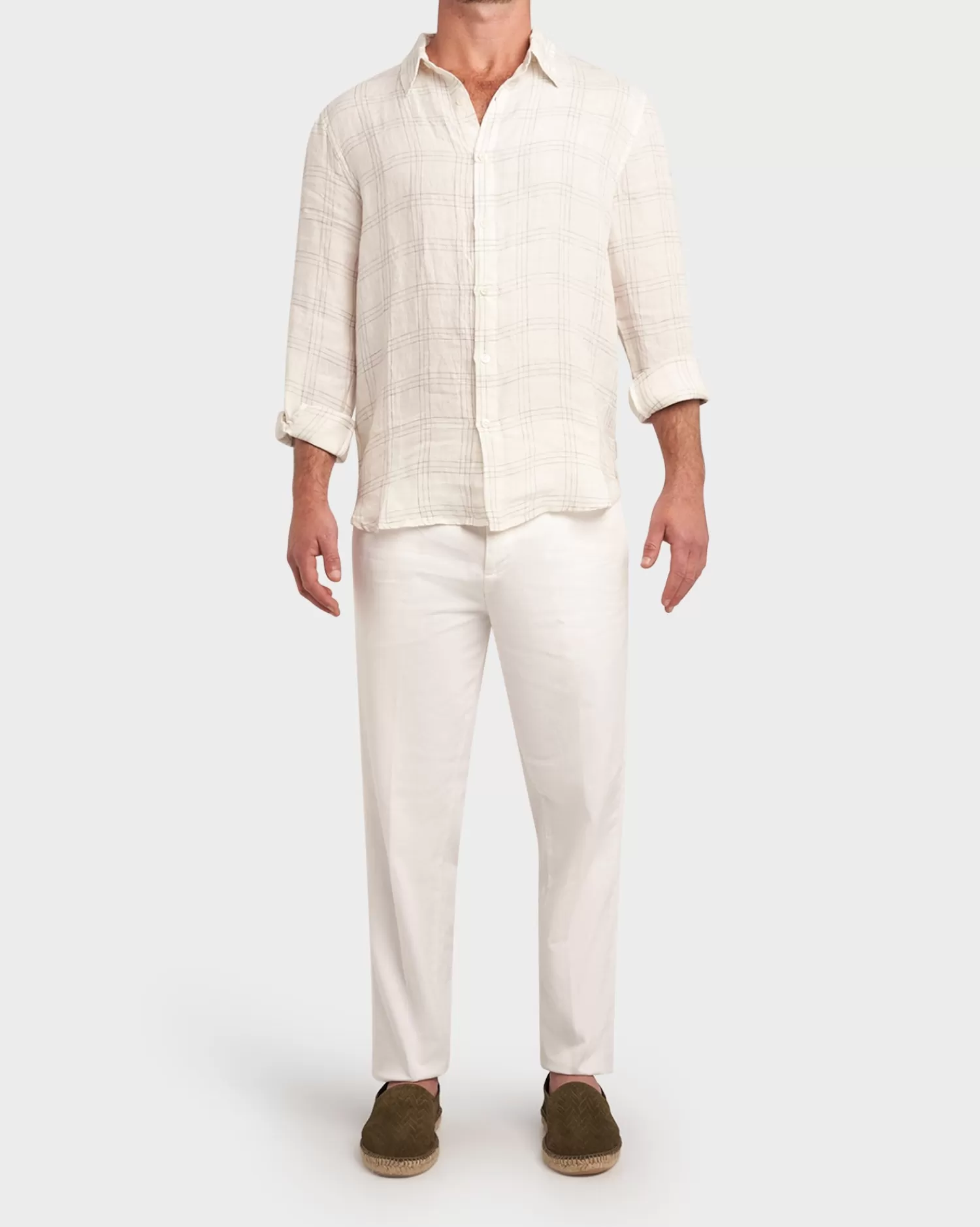 Crossley White Check Linen Shirt^ Casual Shirts