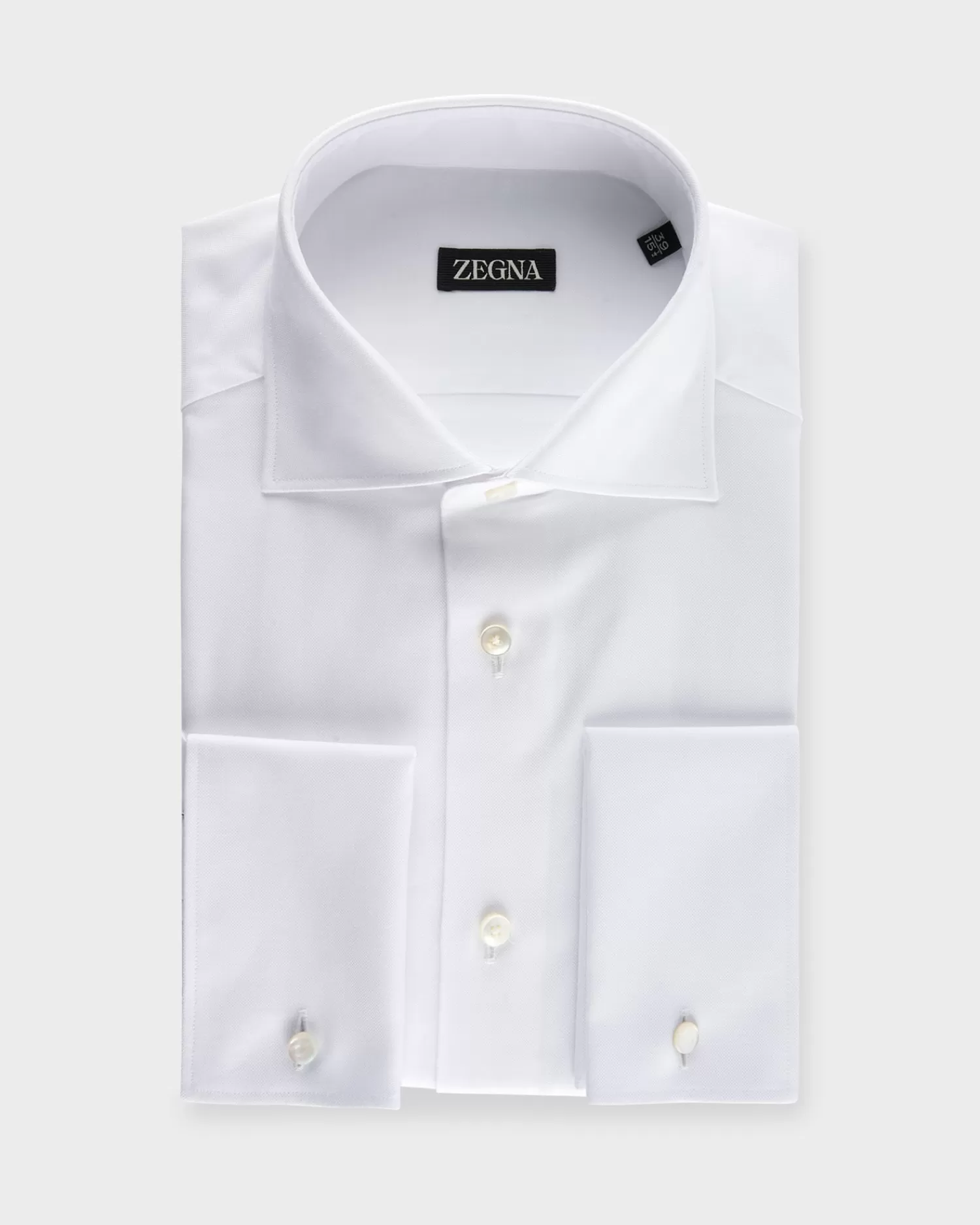 Zegna White Cotton French Cuff Shirt^ Business Shirts