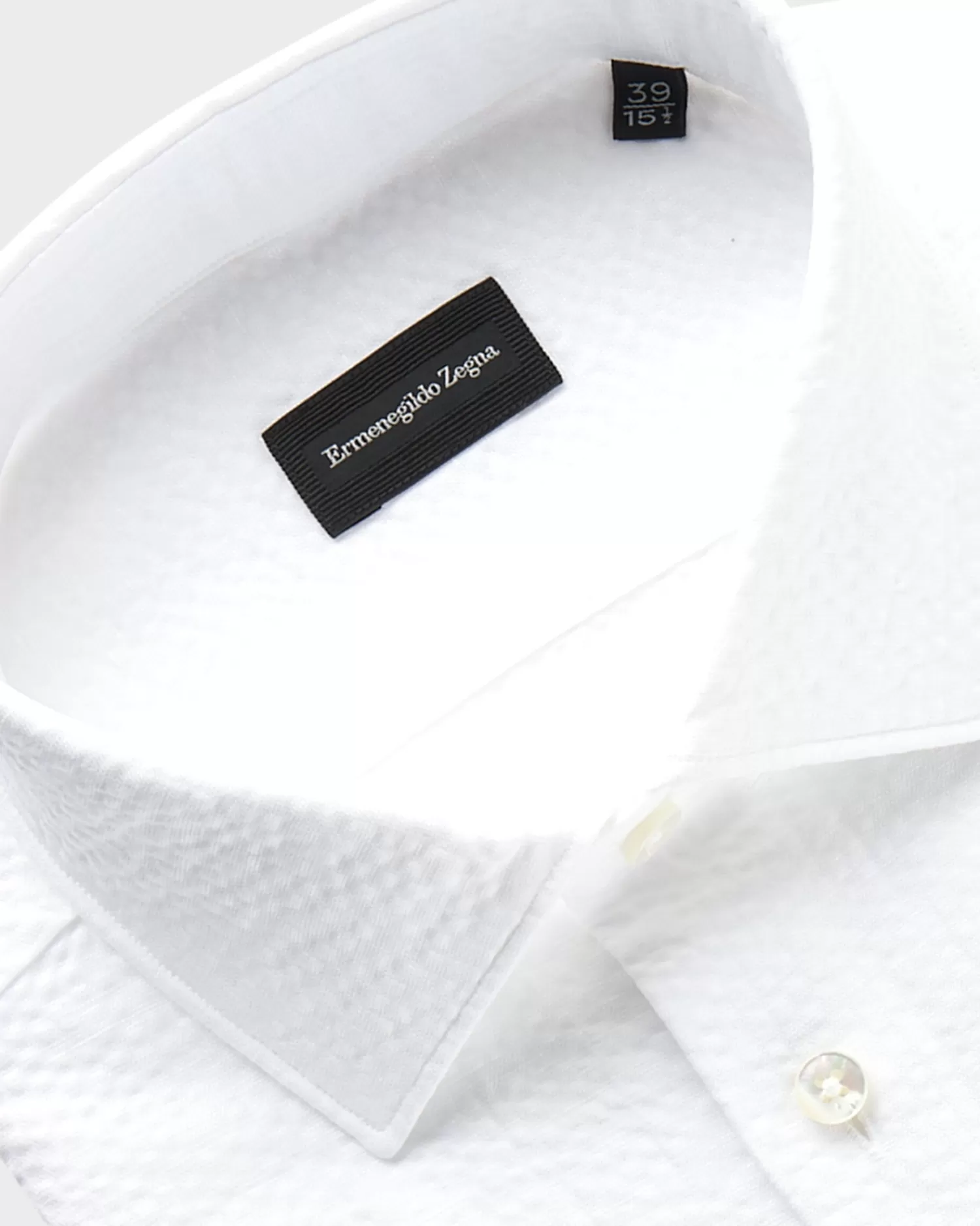 Ermenegildo Zegna White Cotton Linen Seersucker Milano Shirt^ Casual Shirts