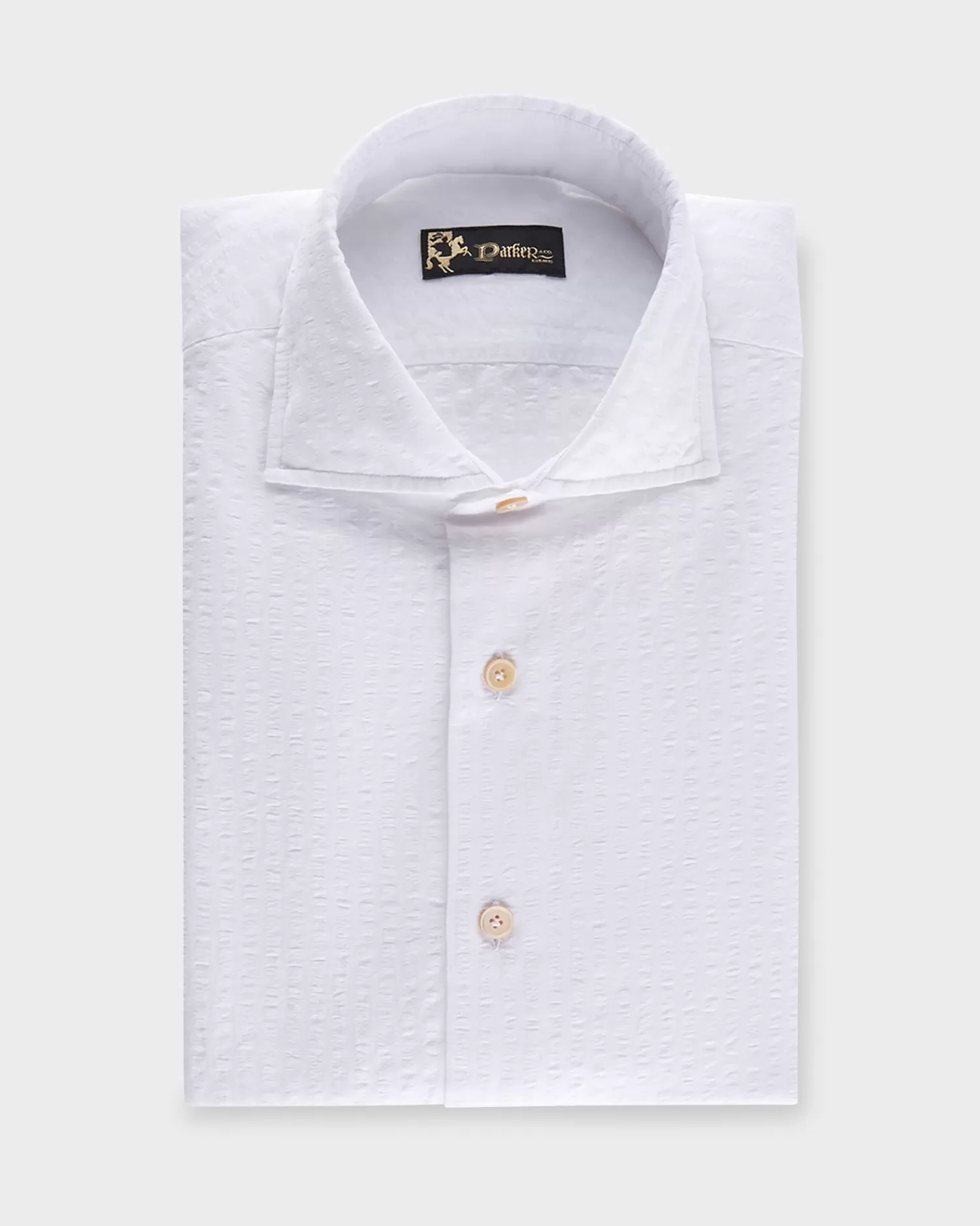 * White Cotton Linen Self Stripe Seersucker Shirt^ Casual Shirts