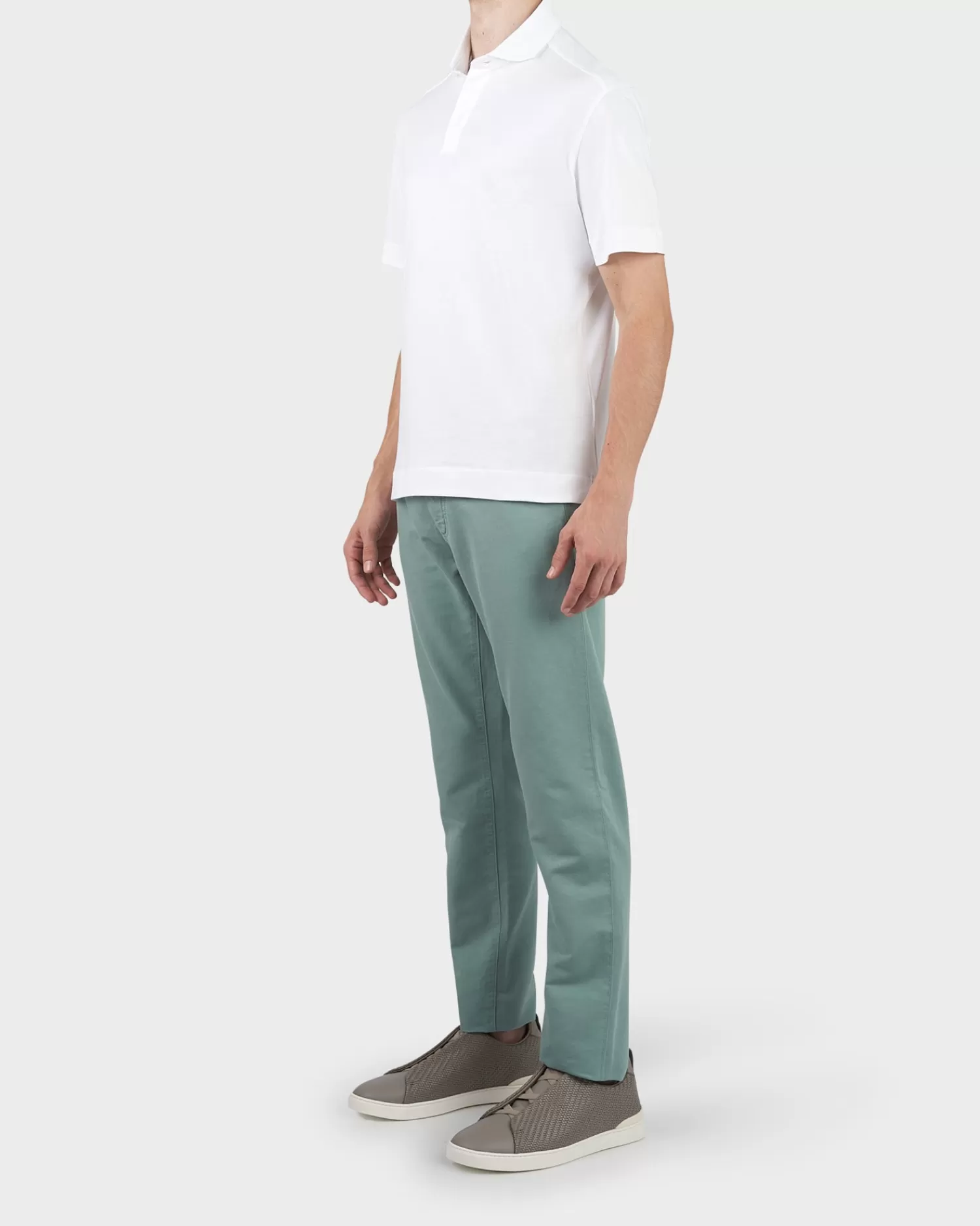 Zegna White Cotton Polo Shirt^ Polos