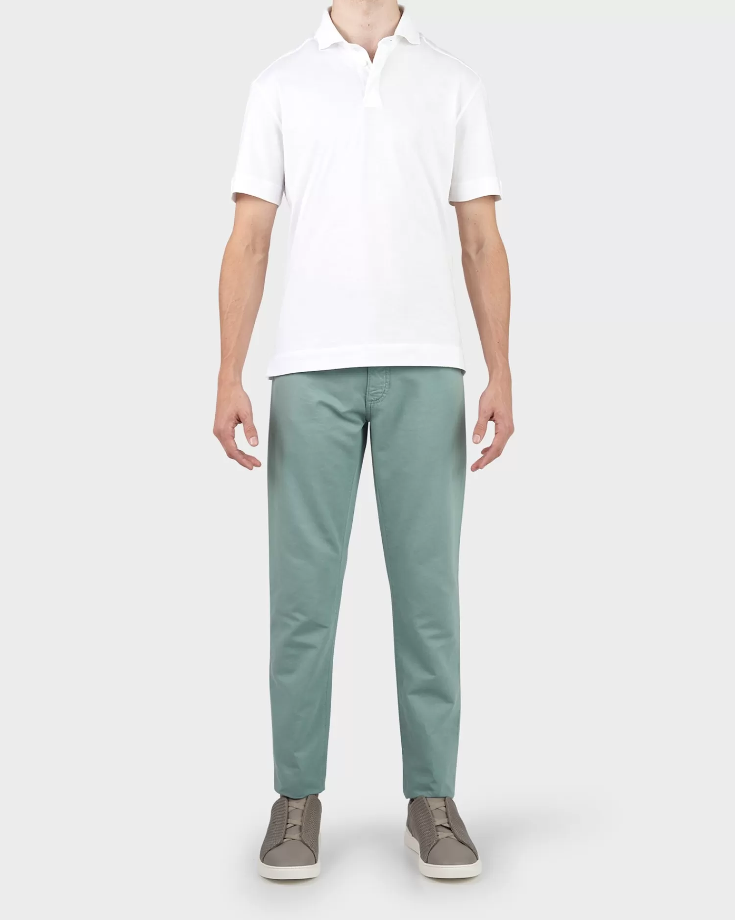 Zegna White Cotton Polo Shirt^ Polos