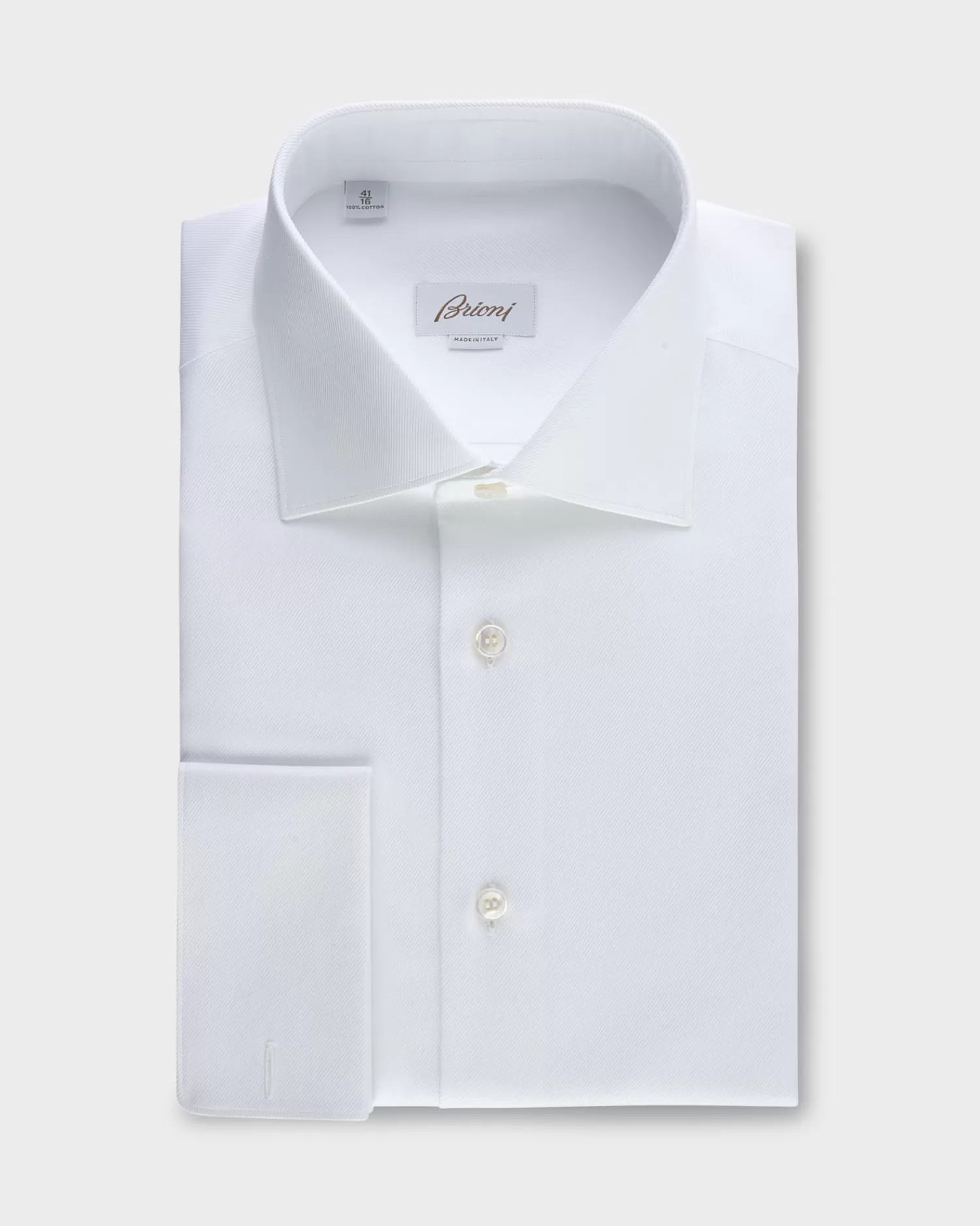 Brioni White Cotton Twill French Cuff Shirt^ Business Shirts