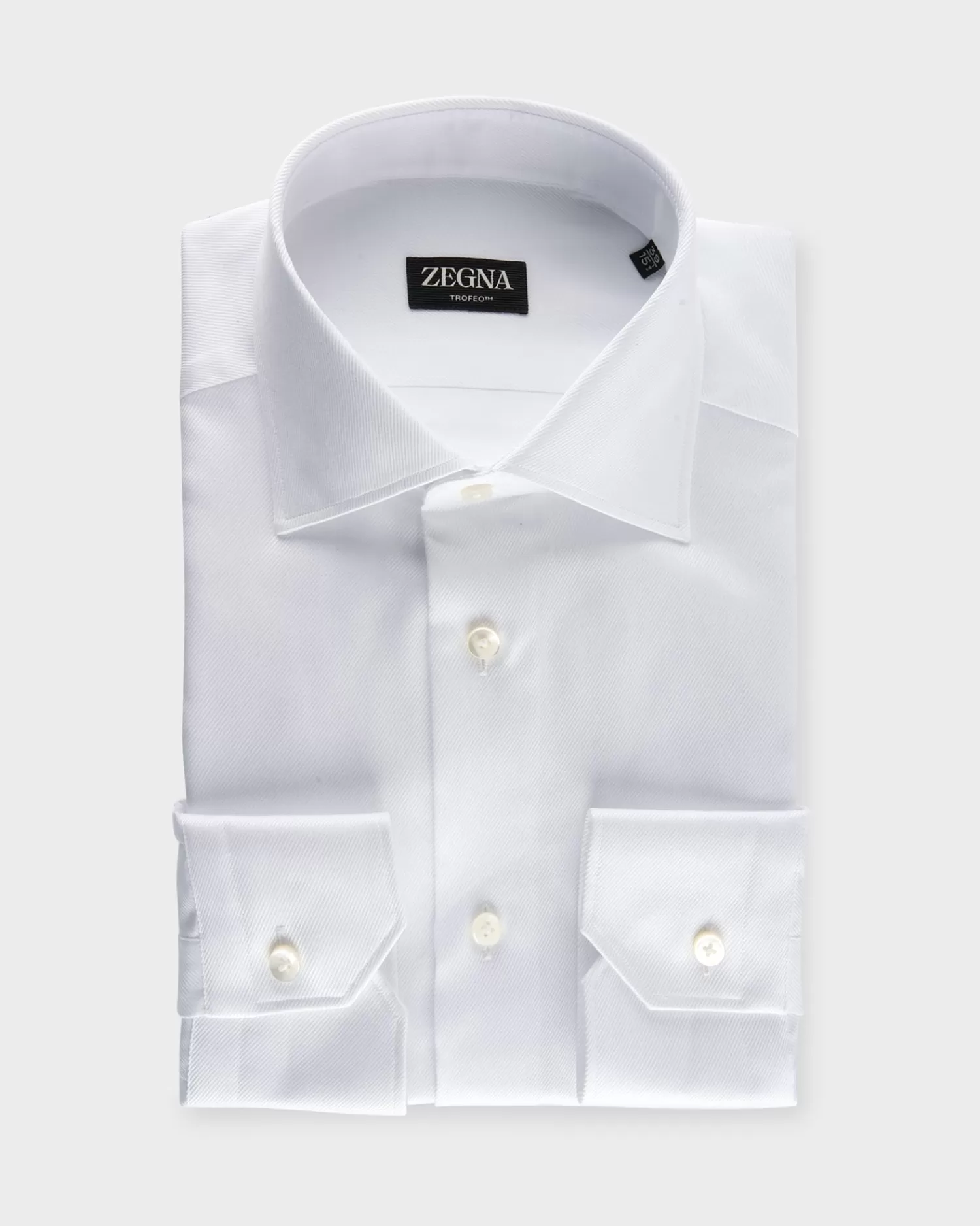 Zegna White Cotton Twill Trofeo Cotton Shirt^ Business Shirts