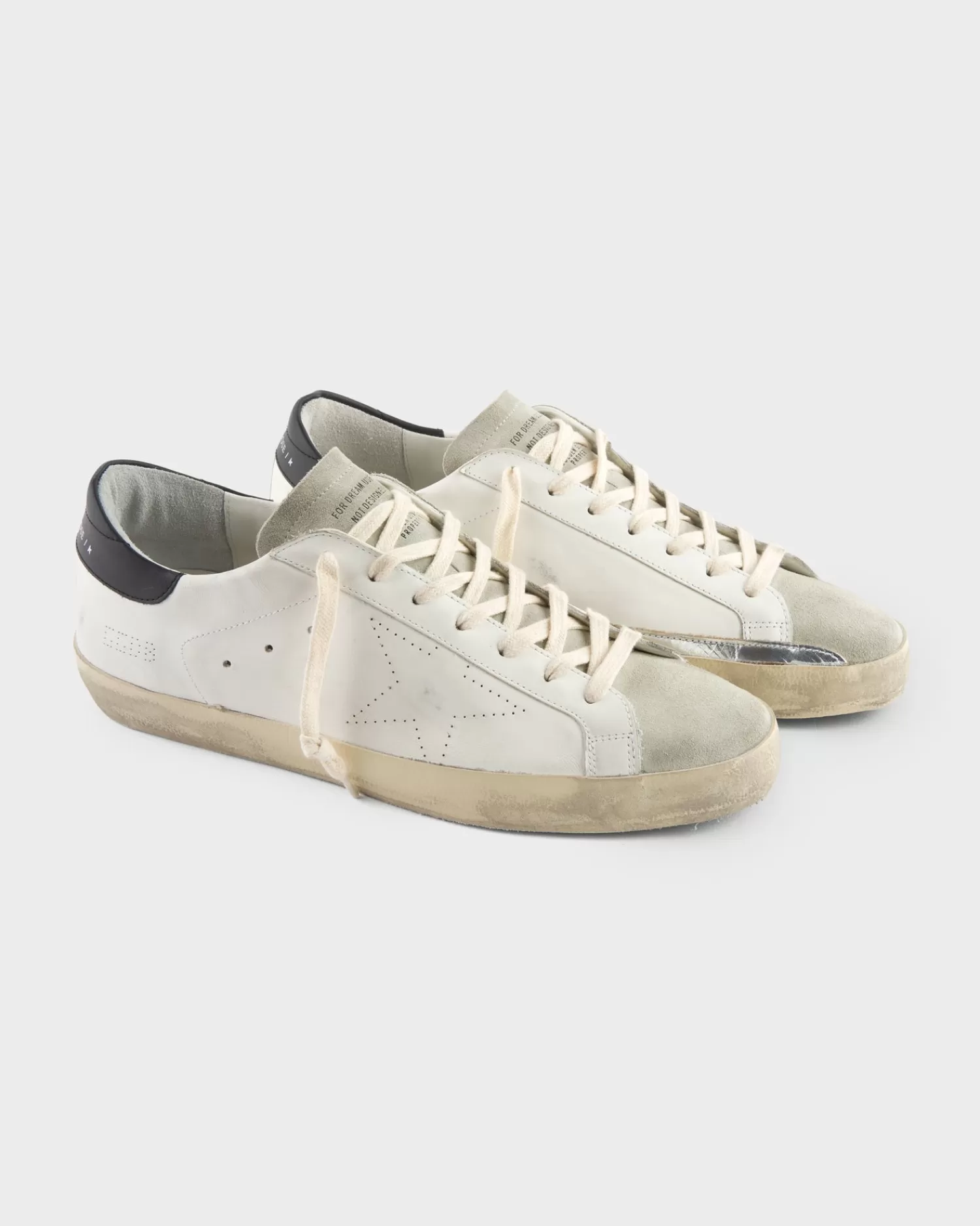 Golden Goose White Ice And Black Super-Star Leather Suede Sneakers^ Sneakers