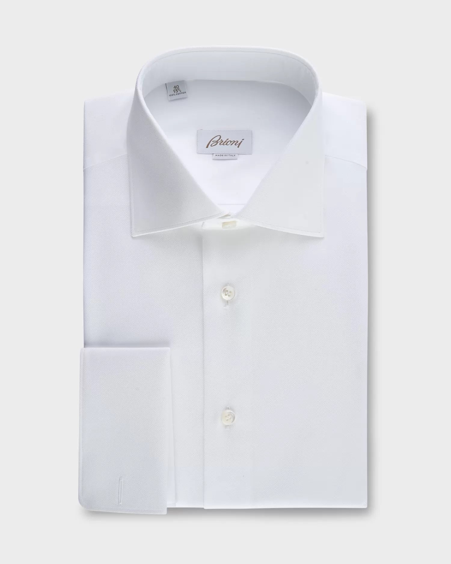 Brioni White Microtexture Cotton French Cuff Shirt^ Business Shirts