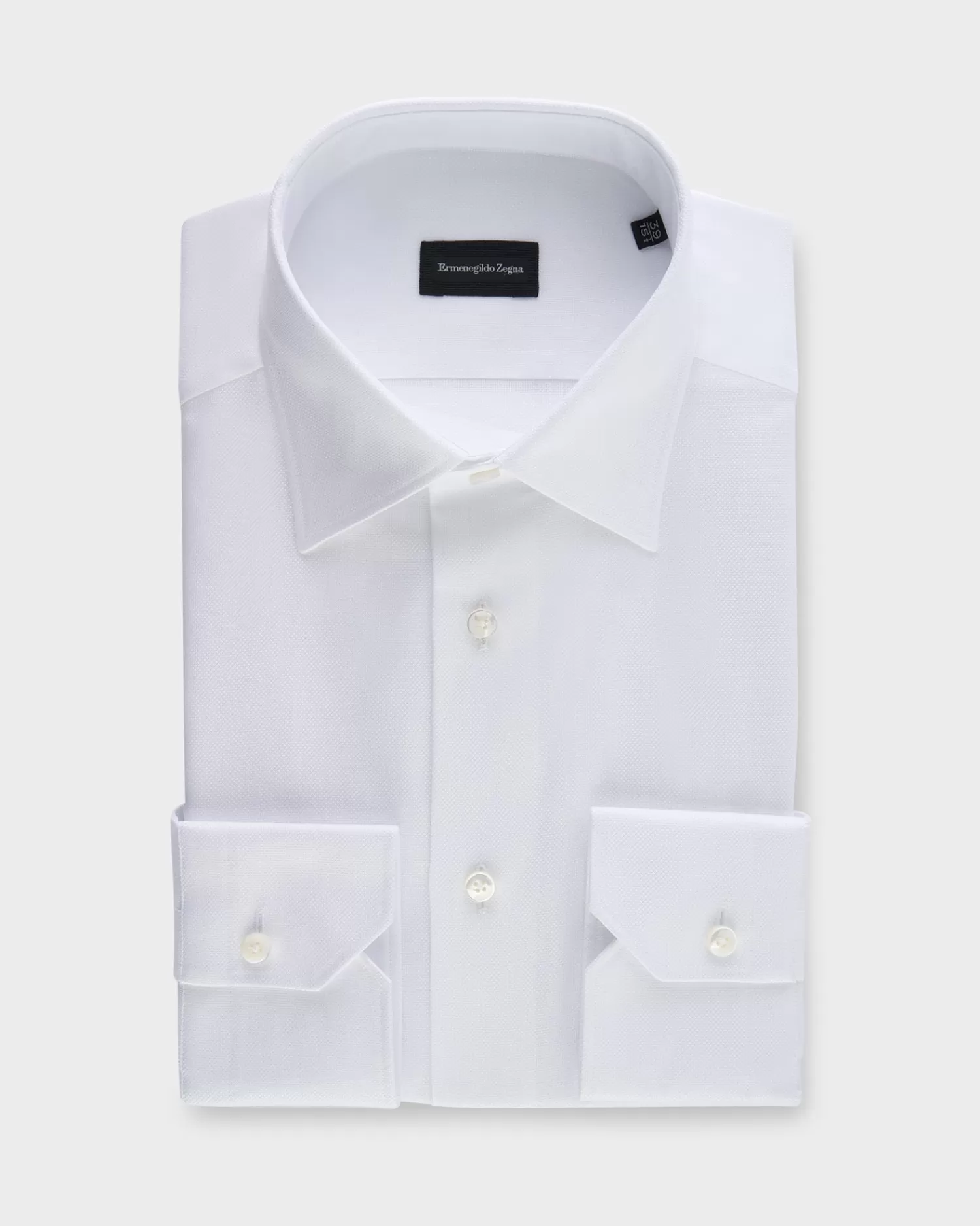 Ermenegildo Zegna White Microtexture Milano Cotton Shirt^ Business Shirts