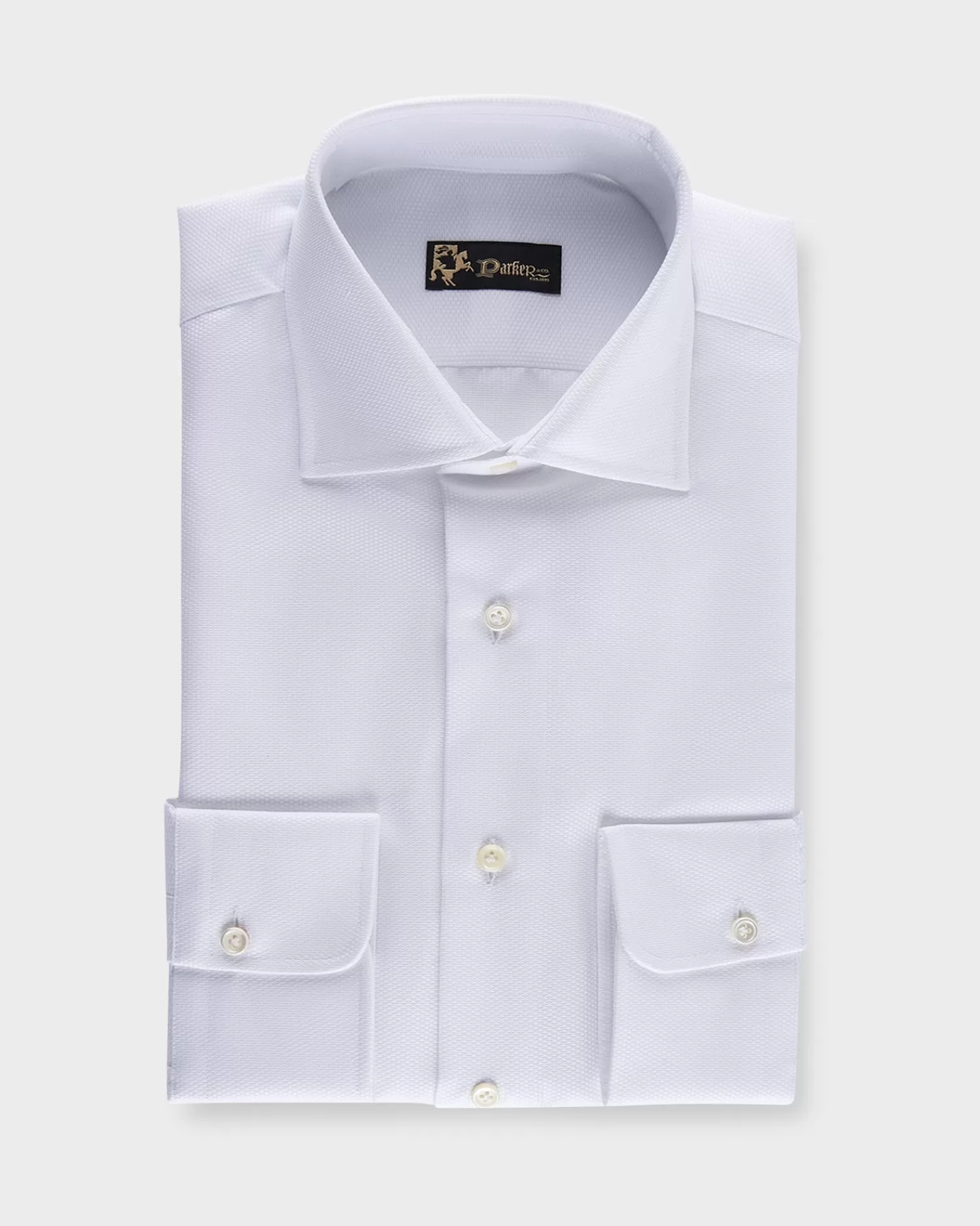 * White Microtexture Tailored Cotton Shirt^ Business Shirts