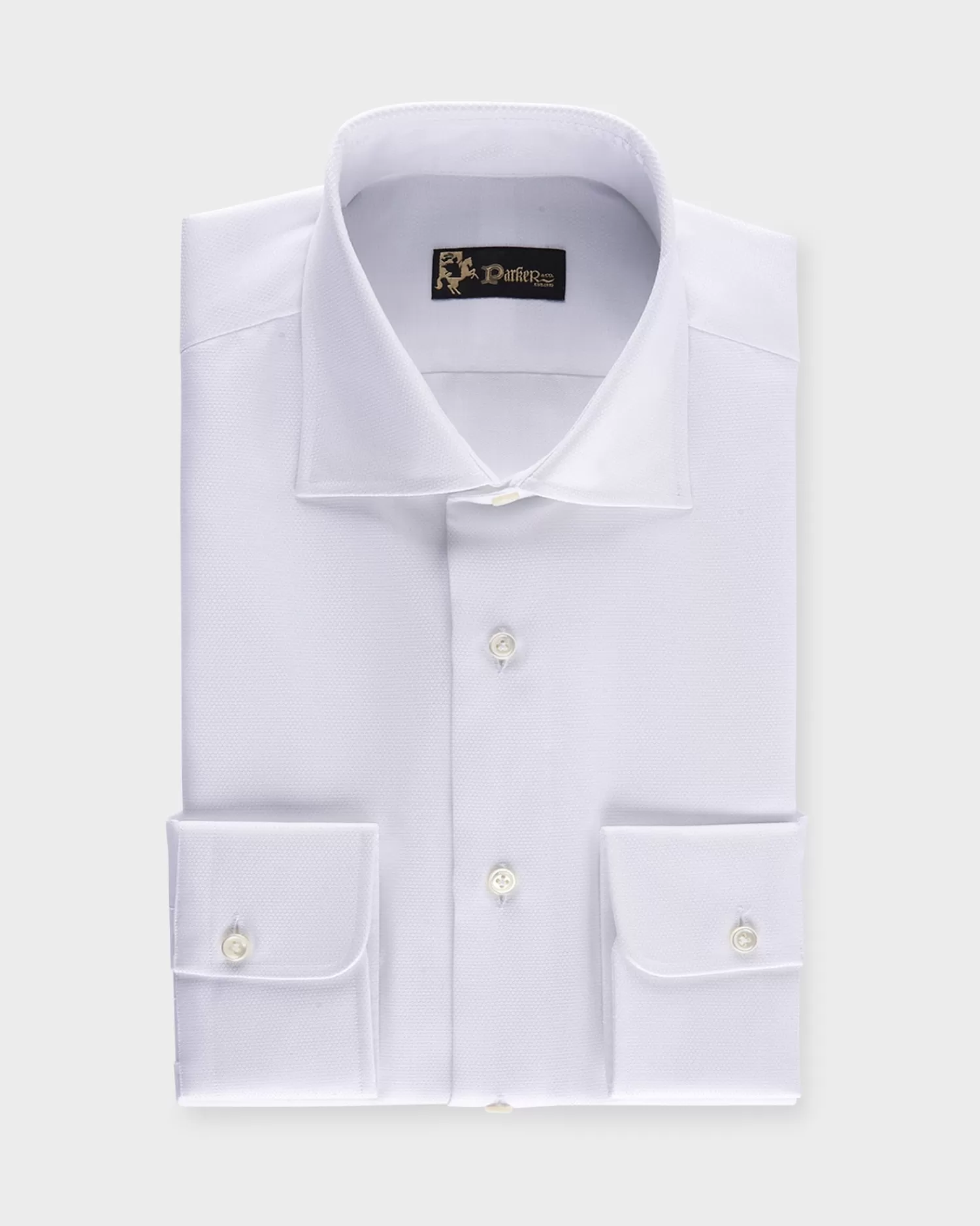 * White Microtexture Tailored Cotton Shirt^ Business Shirts