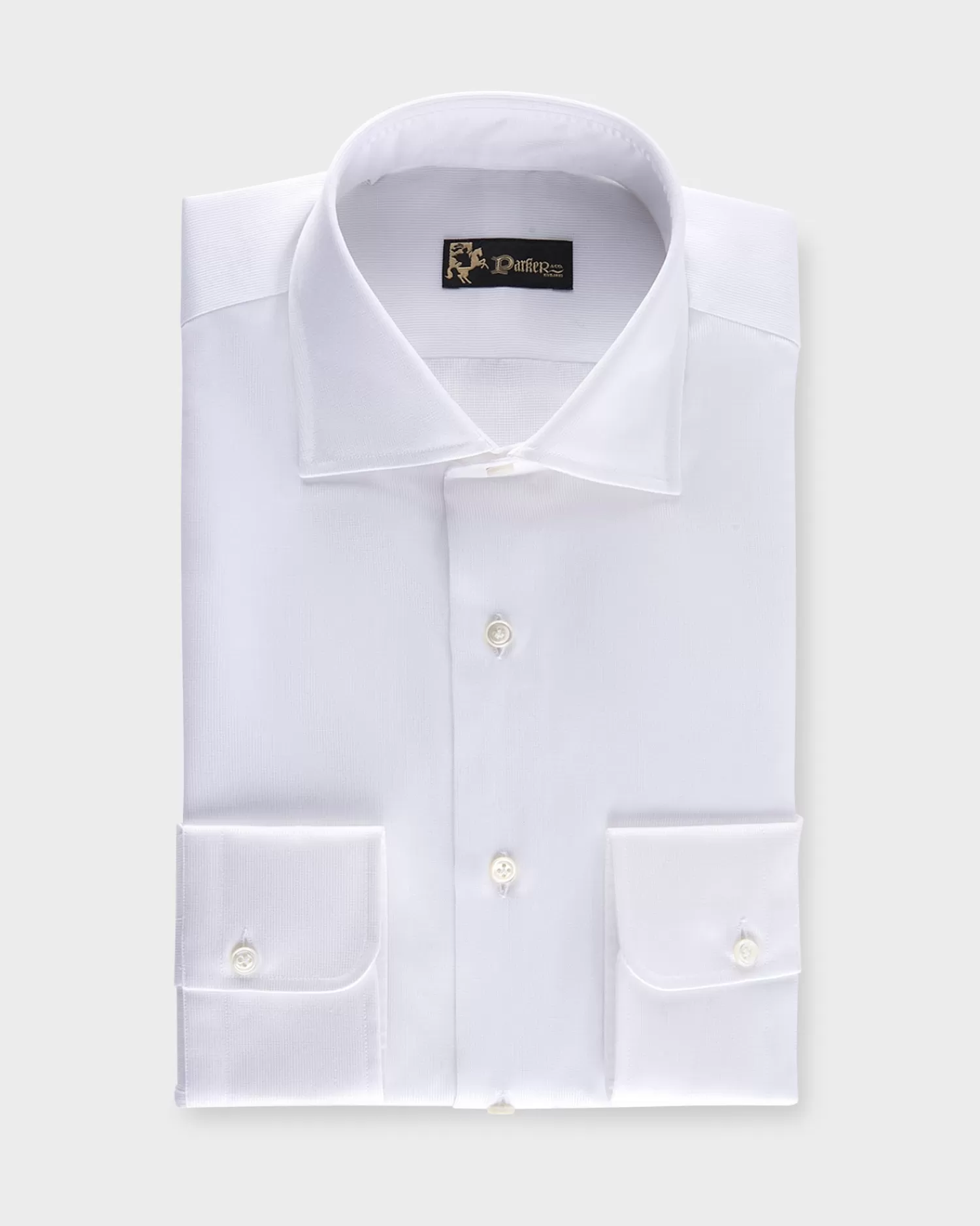 * White Microtexture Tailored Cotton Shirt^ Business Shirts