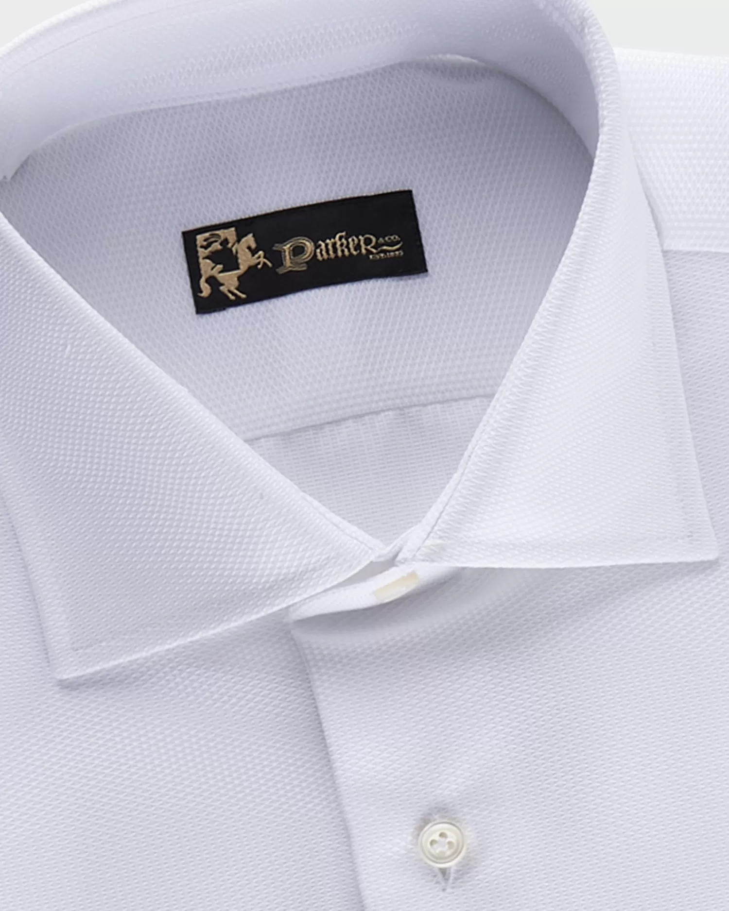 * White Microtexture Tailored Cotton Shirt^ Business Shirts